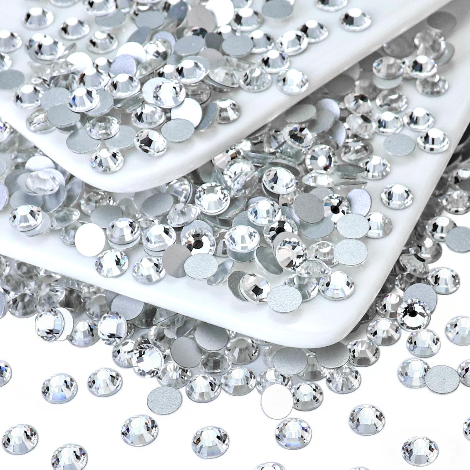 288PCS SS30 Crystal Glass Flatback Rhinestones, Round Flat Back Crystal Gems for Nail Art and Craft Clothes, Glue Fix Crystal Clear/White Diamond Stones (6.4-6.6mm)