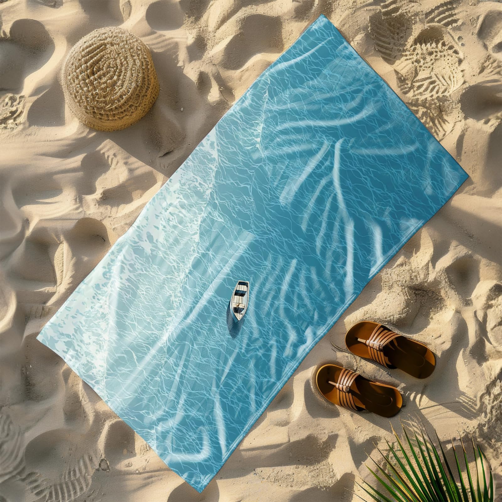 Générique Serviette de Plage XXL Lac Bleu Ciel | Grande Taille Serviette de Plage et Douche Avec Elastique Microfibre Absorbante et Légère Sport Séchage Rapide