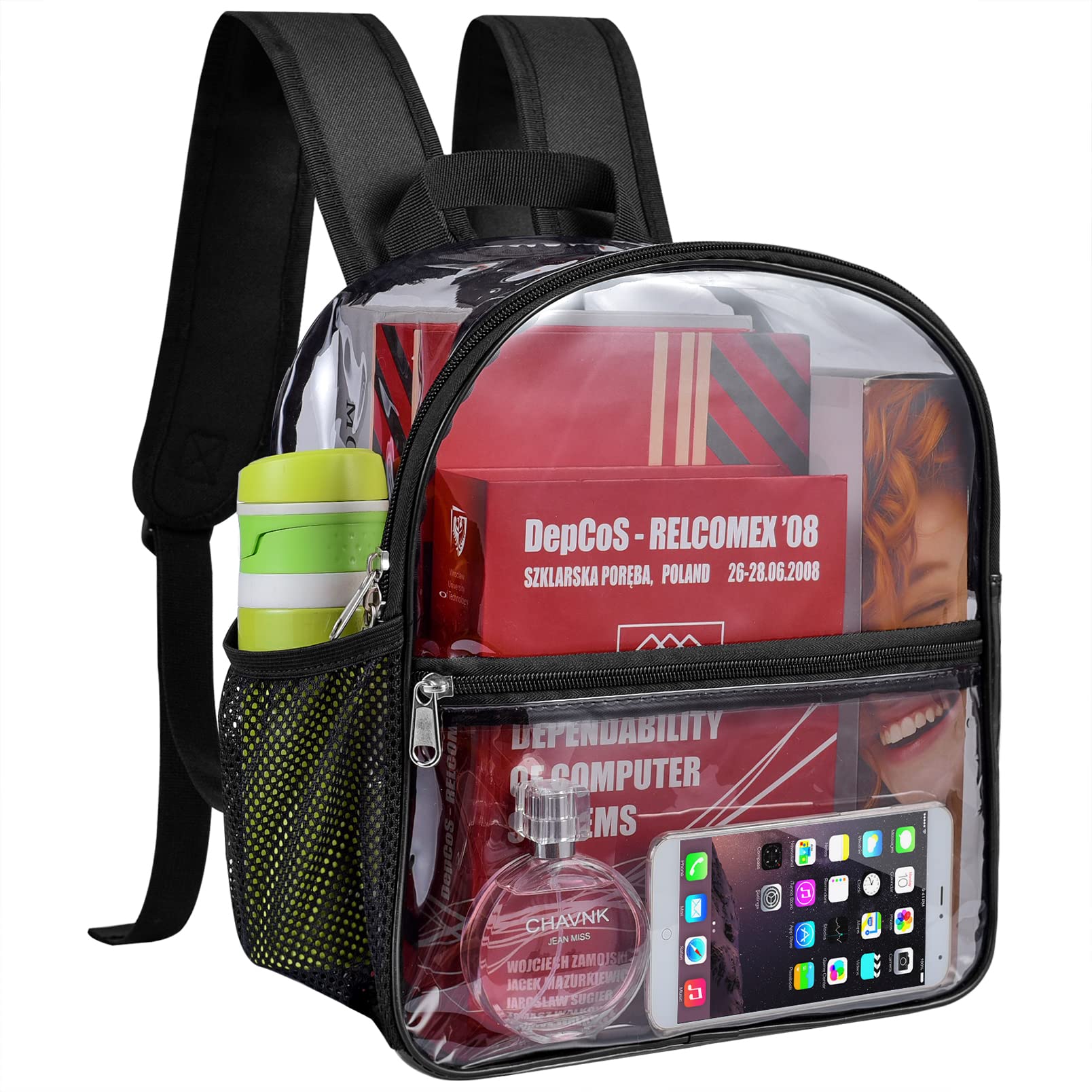 Photo 1 of USPECLARE Clear Mini Backpack Stadium Approved, Water proof Transparent Backpack for Work & Sport Event… Black Pvc