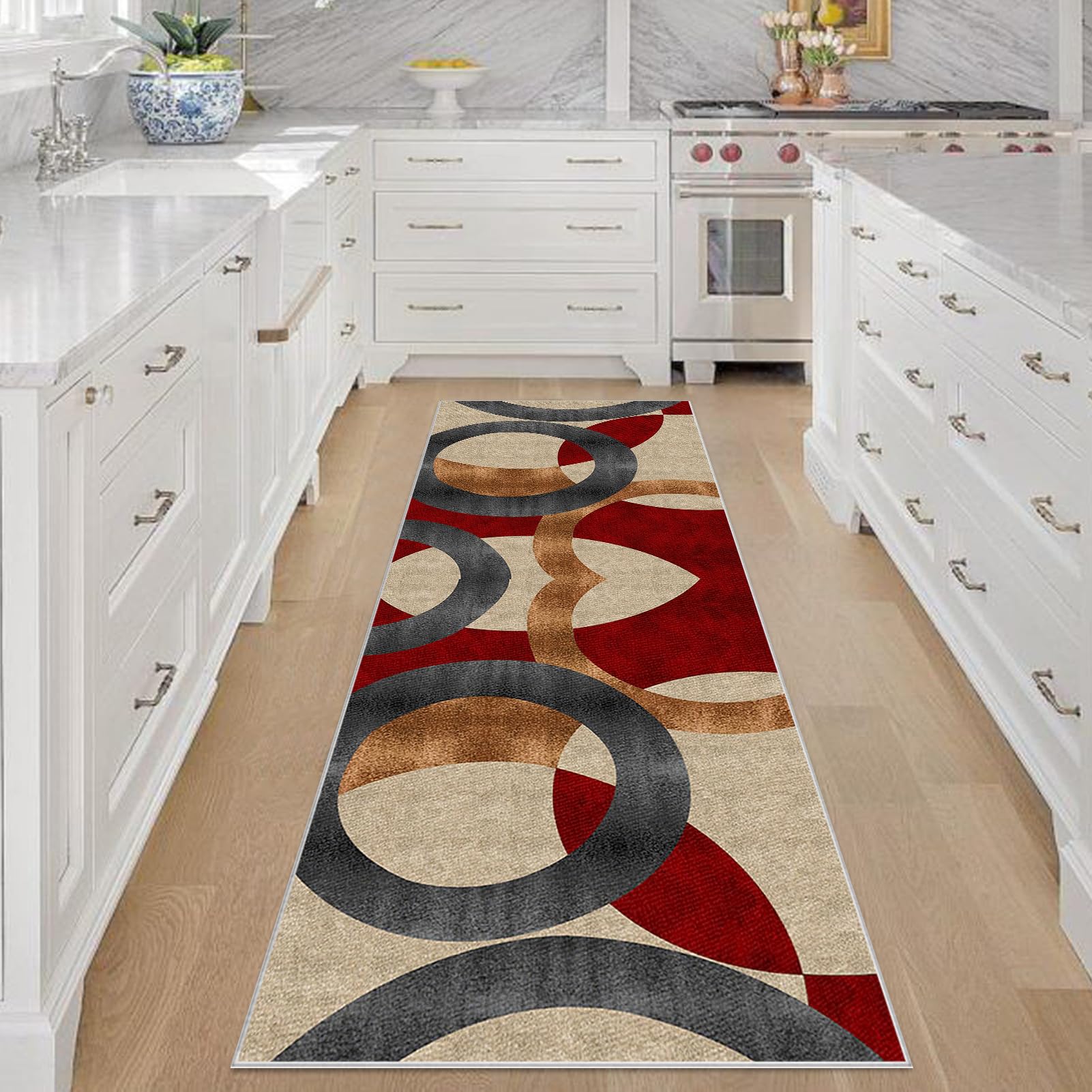 Tapis de Couloir Long Antidérapant Tapis Cuisine Devant Évier Lavable 60 x 500 cm Tapis d Entree Interieur Tapis de Passage à Poil Court Tapis de Porte Tapis de Sol pour Entrée, Chambre, Salon