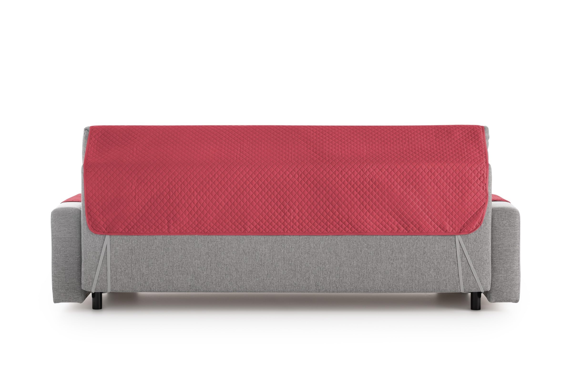 Textilhome Copridivano 2 Posti con Braccioli Adele – Copri Divano Trapuntato Reversibile Universale Rosso | Savadivano Antigraffio per Gatti, Antimacchia