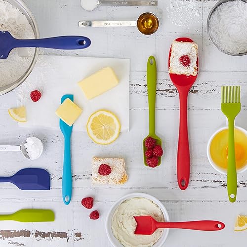 Miniatura 6 de RSVP International Ela Collection - Juego de 4 piezas de acero recubierto de silicona, cuchara, espátula y cepillo, varios colores