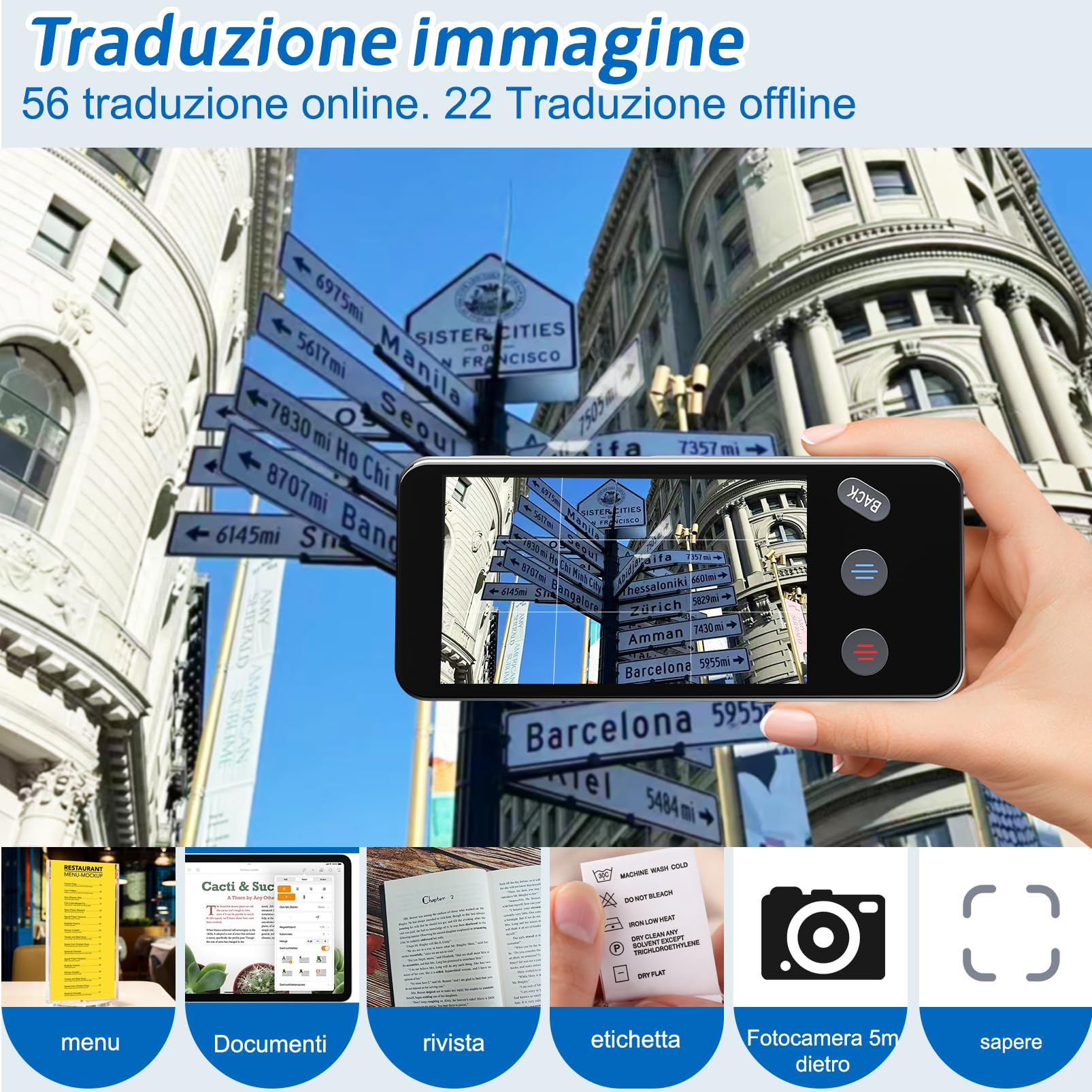 Dispositivo di traduzione lingua, Traduttore AI Intelligente di 143 Lingue con,Traduzione Offline e Traduzione Istantanea Bidirezionale,imparare regali di viaggio d'affari