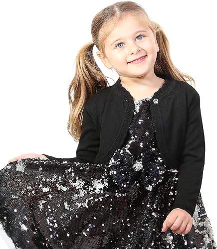 Miniatura 8 de Lilax - Cárdigan tipo bolero de tejido de punto, de manga larga, con cierre de botón, para niñas pequeñas