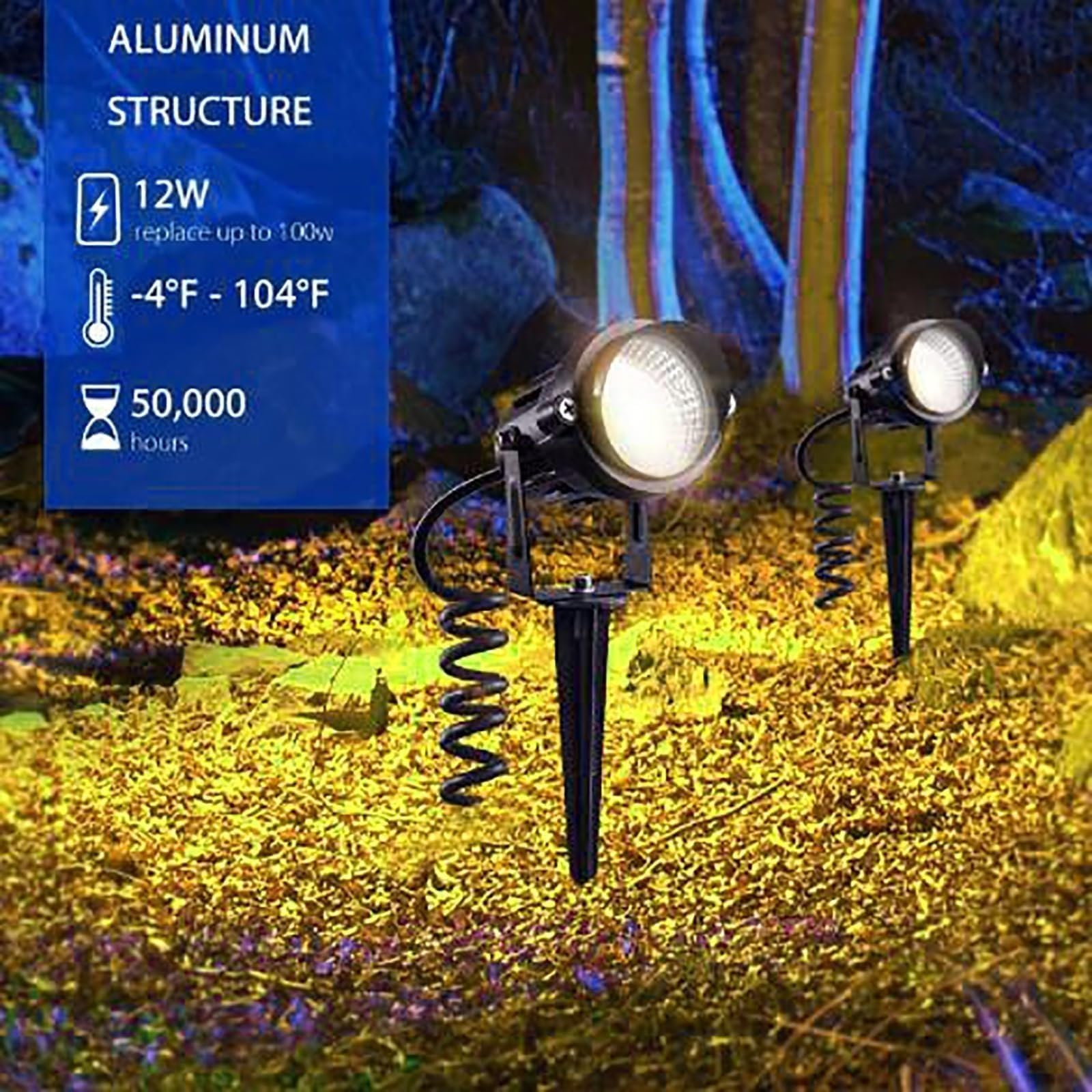 Generisch Lampa ogrodowa LED, reflektor ogrodowy 5 W – 900 lm, niskonapięciowy zestaw oświetlenia zewnętrznego, IP65, wodoszczelna lampa stojąca do zabudowy, jasne białe światło do ogrodu, ścieżek i
