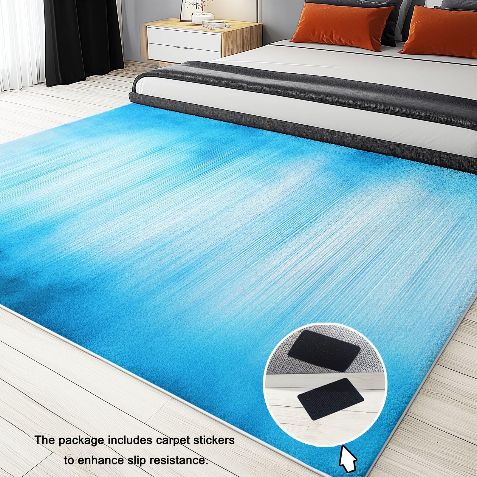 Dywan w niebieskie pionowe paski dywaniki antypoślizgowe 140 x 200 cm, abstrakcyjny design prostokątne miękkie dywaniki do salonu, dekoracja domu dywan można prać w pralce