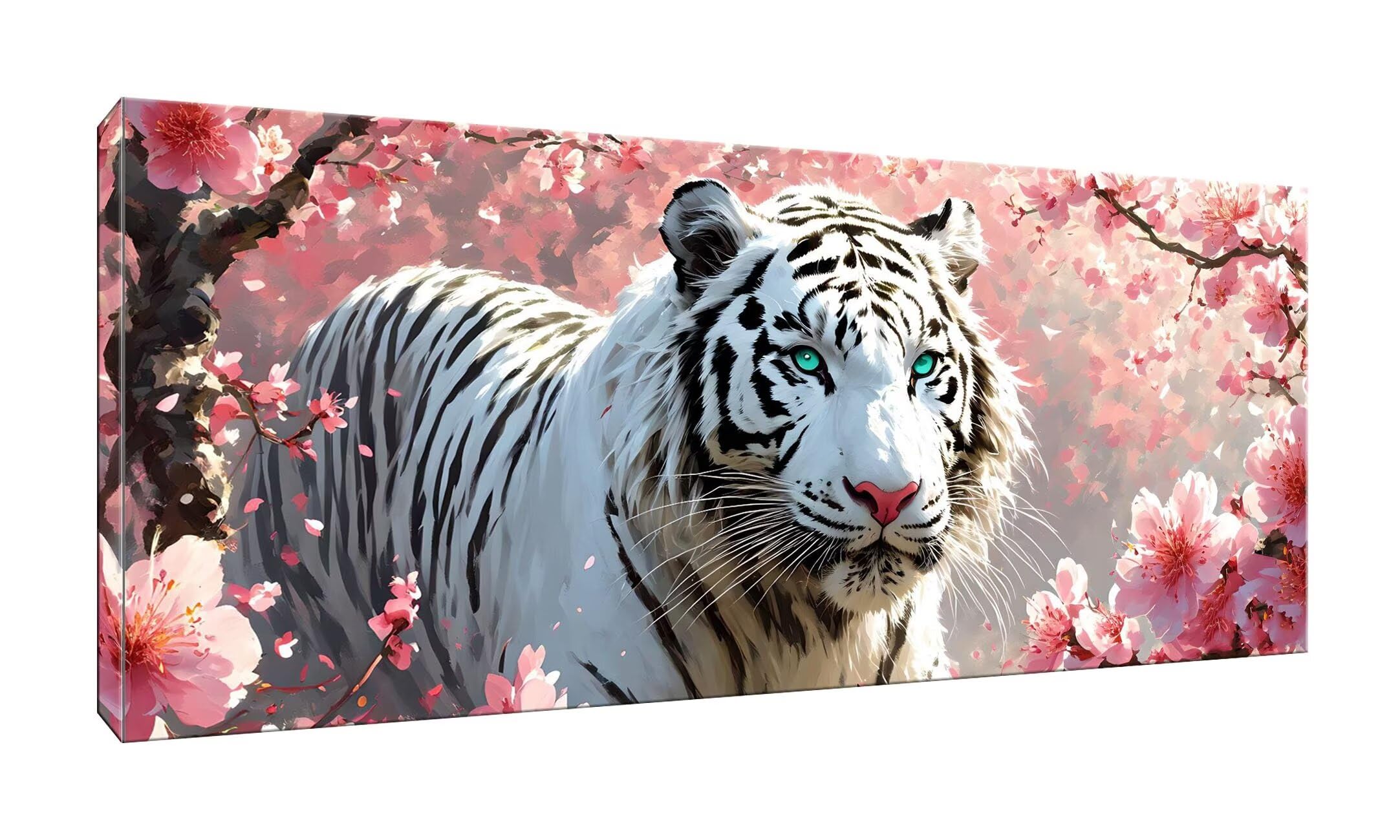 Malen Nach Zahlen Erwachsene xxl, Paint by Numbers Malen Nach Zahlen weißer Tiger, DIY Geschenk Art mit Pinseln und Acrylfarben Handgemalt Ölgemälde Leinwand für Home Décor, Ohne Rahmen 80x160cm W-516