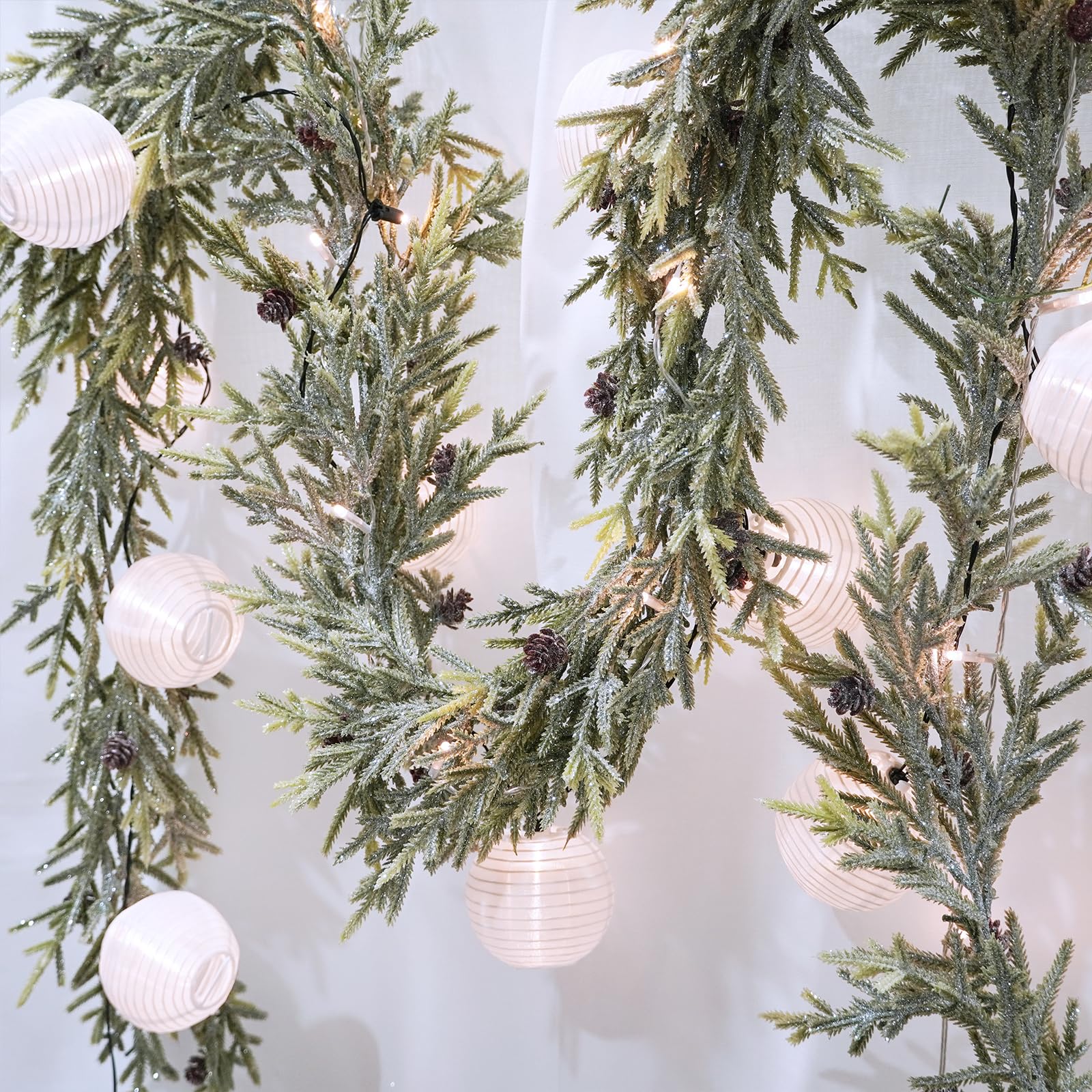 Winlyn Künstliche Weihnachtsgirlande mit Tannenzapfen, 1,8 m lang, für Weihnachten, Winter, saisonale Feiertage, Hochzeit, Tischläufer, Tafelaufsatz, Kaminbaumschmuck, 2 Stück