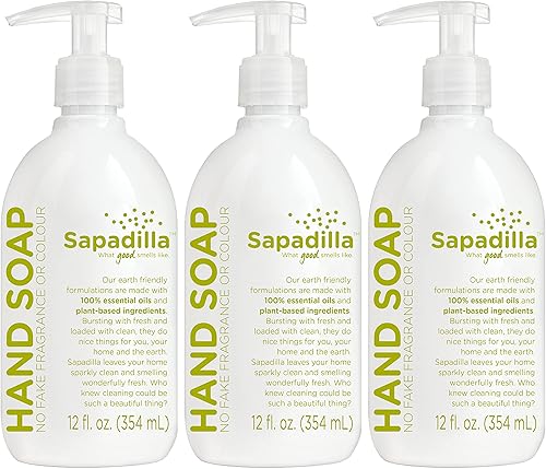 Miniatura 9 de Sapadilla Jabón líquido para manos, variedad de tres aromas, fabricado con mezclas de aceites esenciales 100% puros, limpiador e hidratante, jabón