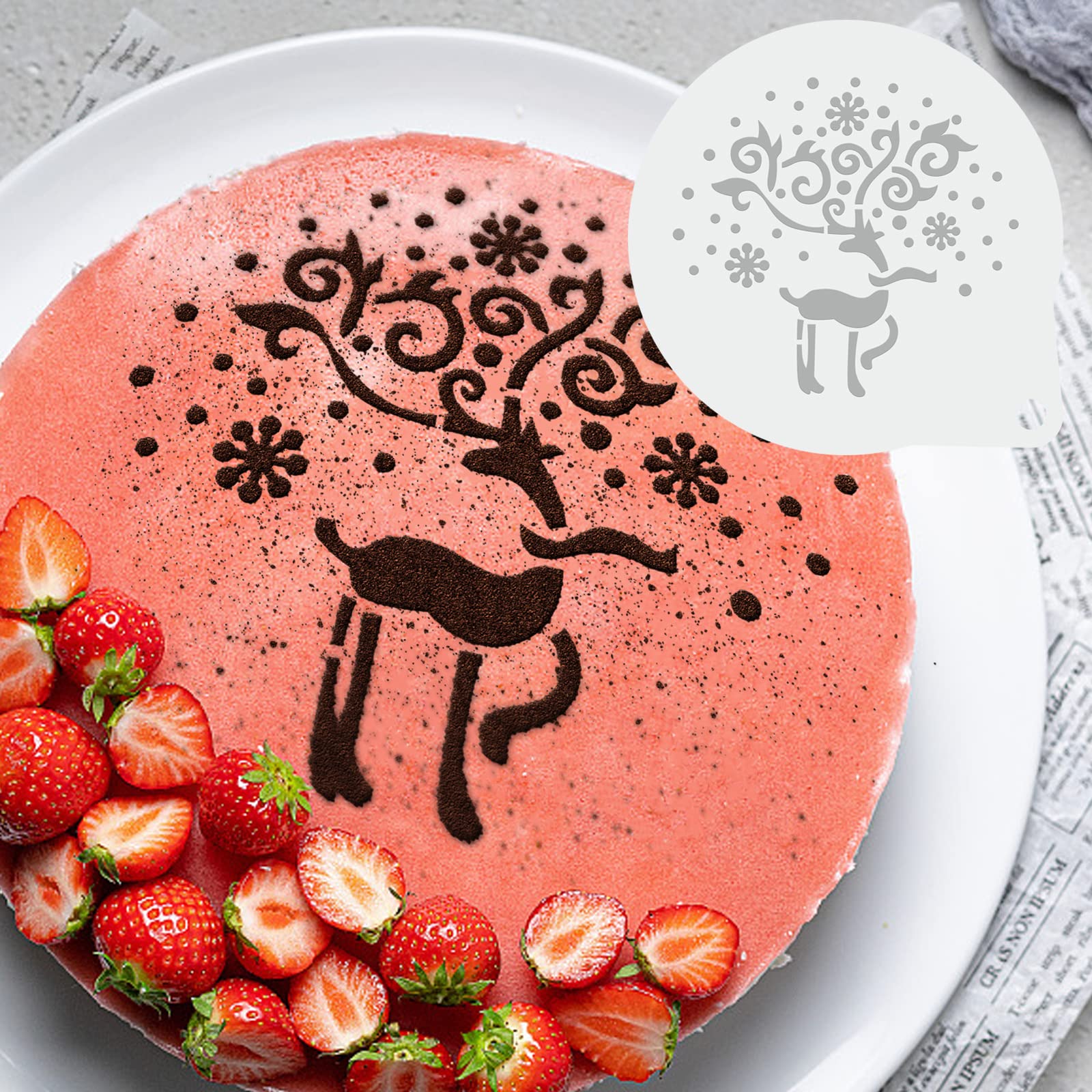 JENNIMER 12PCS Cake/Cookie Decorating Stencils,6-inch Baking Templates,Cake Spray Floral Airbrush Templates,Dessert Decorating Molds(12Pcs - 6inch)