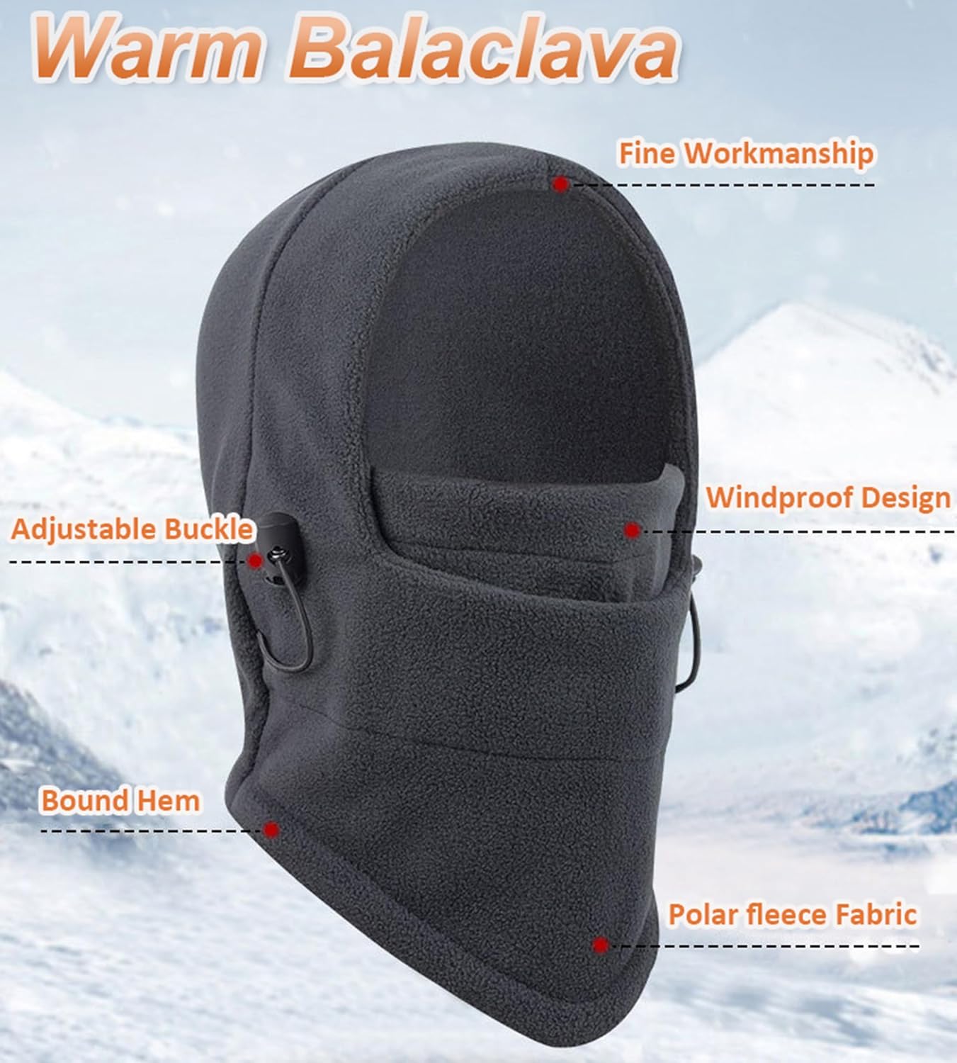 Kids Balaclava-Mask Hats - Winter Warm-Polar Fleece-Ski Face Mask for Boys Girls-Cold Weather Windproof Snow Neck Gaiter - Image 6