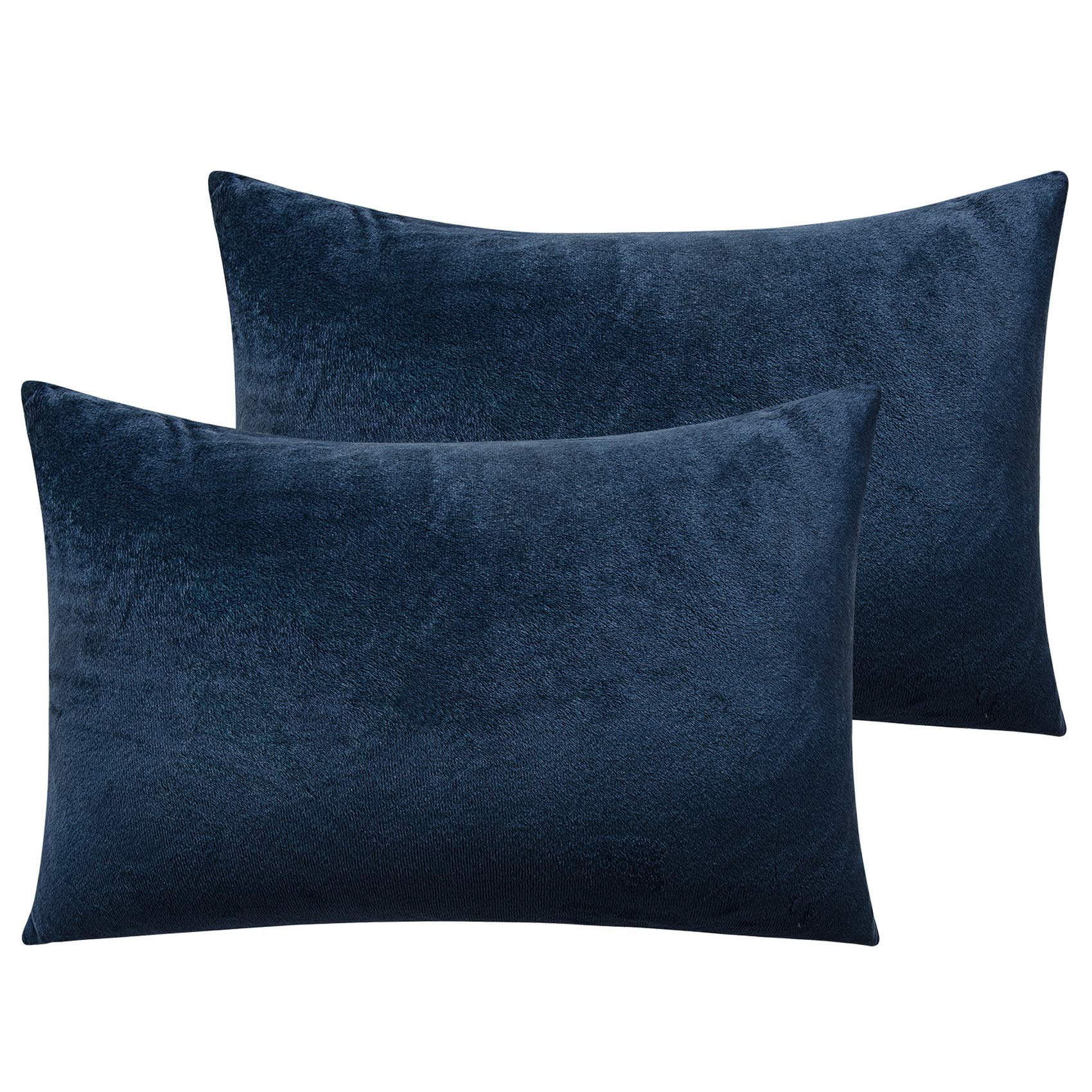 NTBAY Toddler Velvet Pillowcases, Set of 2, Zipper, Navy Blue