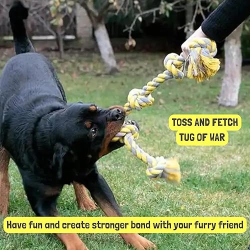 Miniatura 6 de Pawctivity Juguete grande de cuerda para perros para masticadores agresivos, juguete masticable grande de 3 pies 5 nudos, cuerda de algodón