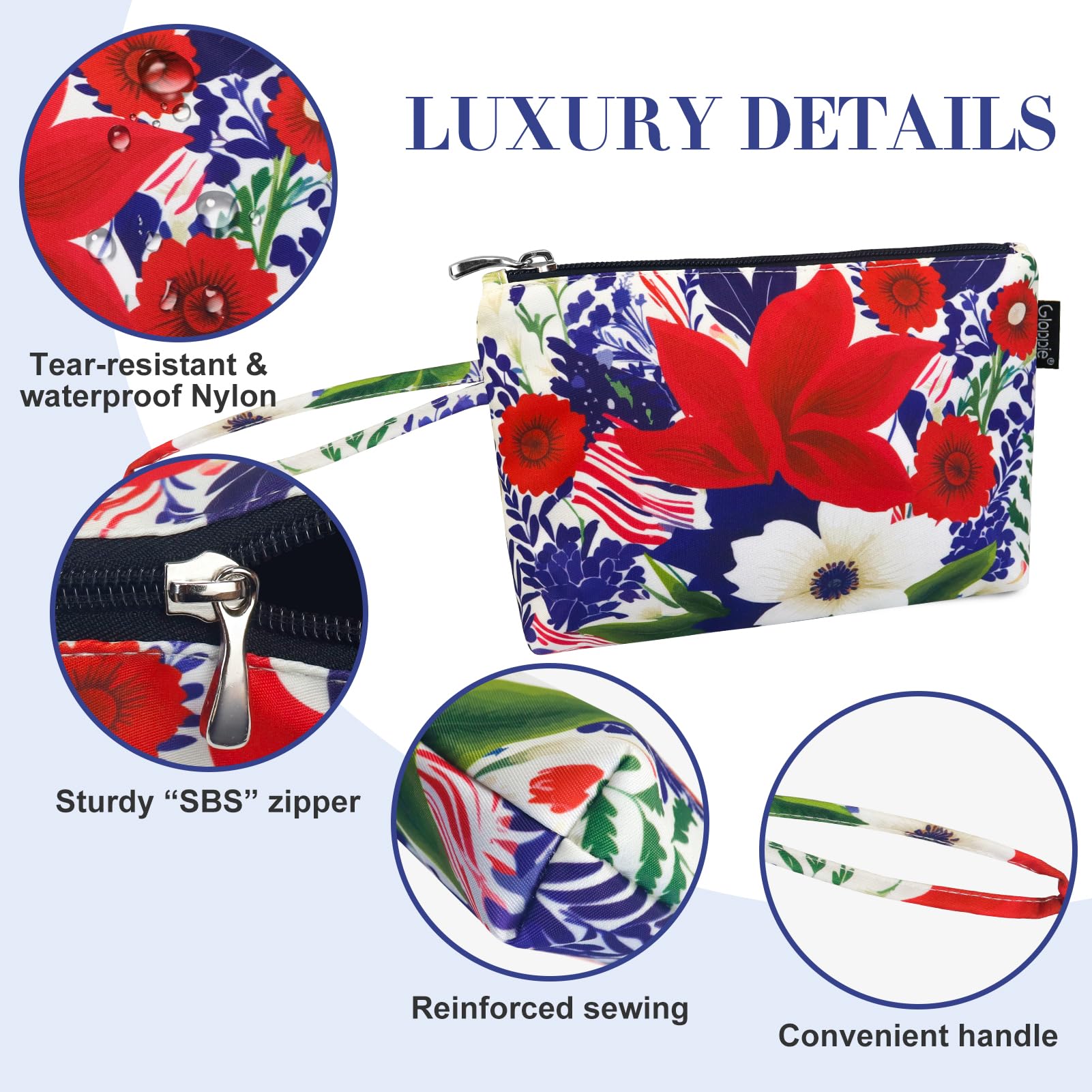 Gloppie Makeup Bag Girls Travel Make up Bags for Women Toiletry Bags Small Wash Bag, Rose, Standard - Image 3