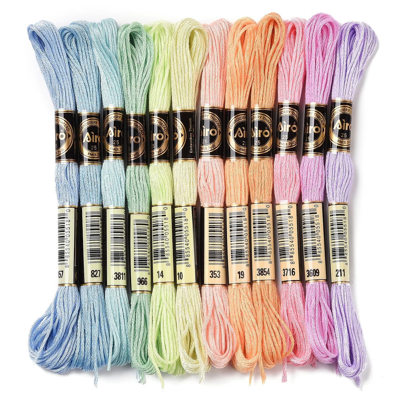 12 Skeins Spring Color Cross Stitch Threads 0.5mm Embroidery Floss 6 Ply Polyester Friendship Bracelets Floss Crafts Floss 12 Color 8.75 Yards(8m)/Skein