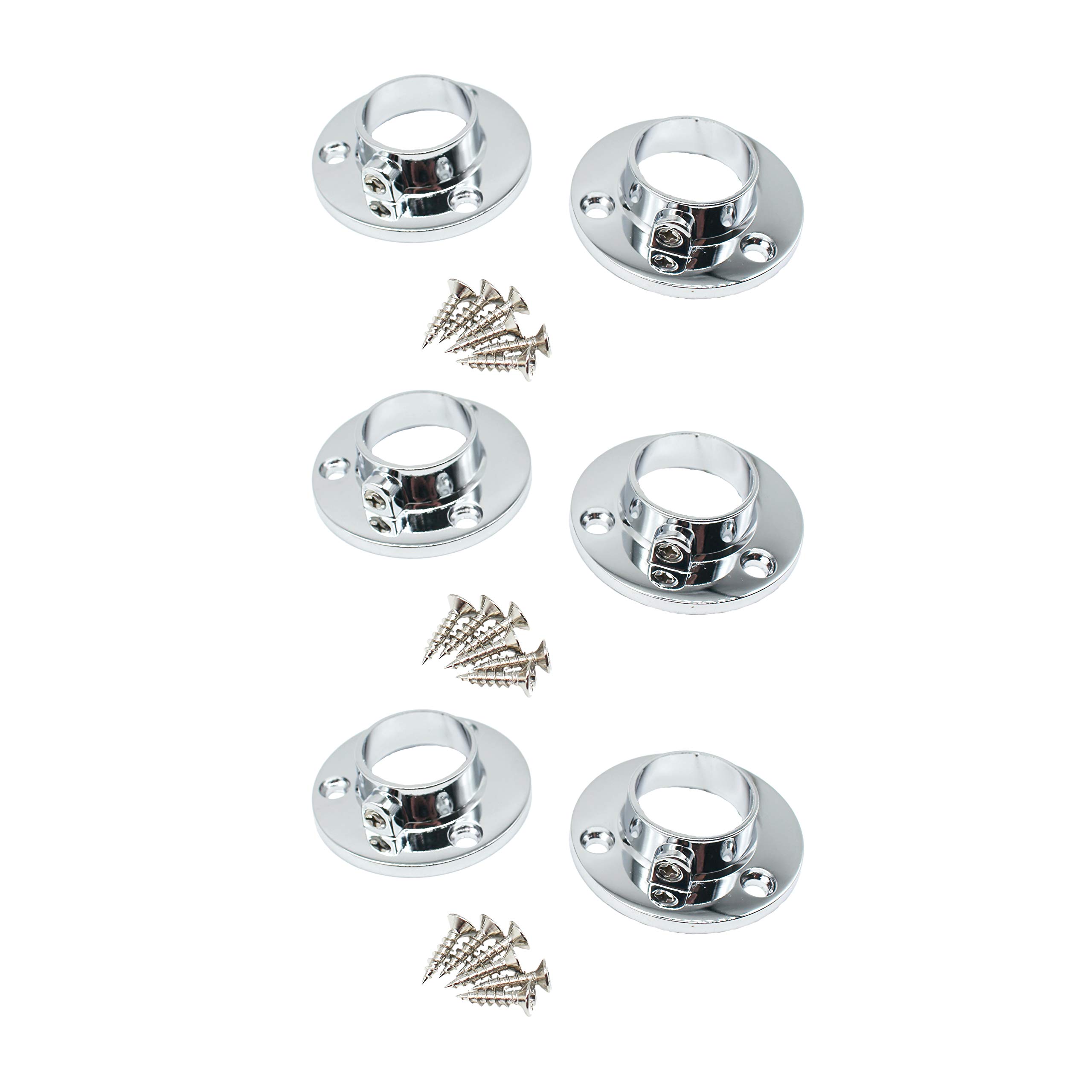 Eai Chrome Wardrobe Rail Locking End Socket Suit 25Mm Diameter Rail Polished - Pack Of 6