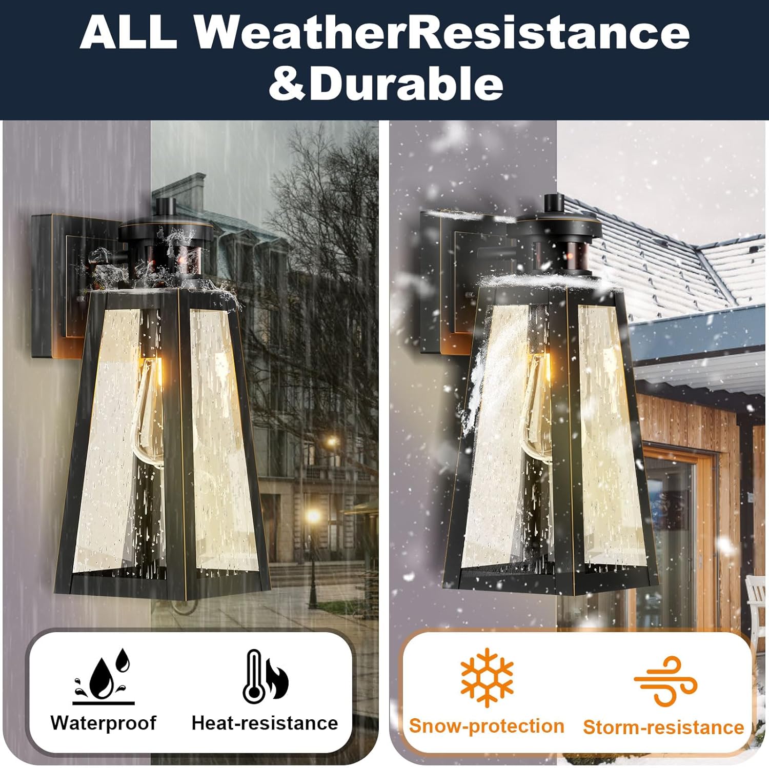 Motion Sensor Outdoor Lights, Dusk to Dawn Outdoor Wall Lights with 220° Detection & 3 Modes, IP65 Waterproof Exterior Lighting Fixtures for House Porch Patio Garage (Gold Trim)