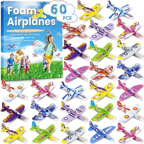 60 Pack Paper Airplanes for Kids Foam Plane Glider Planes