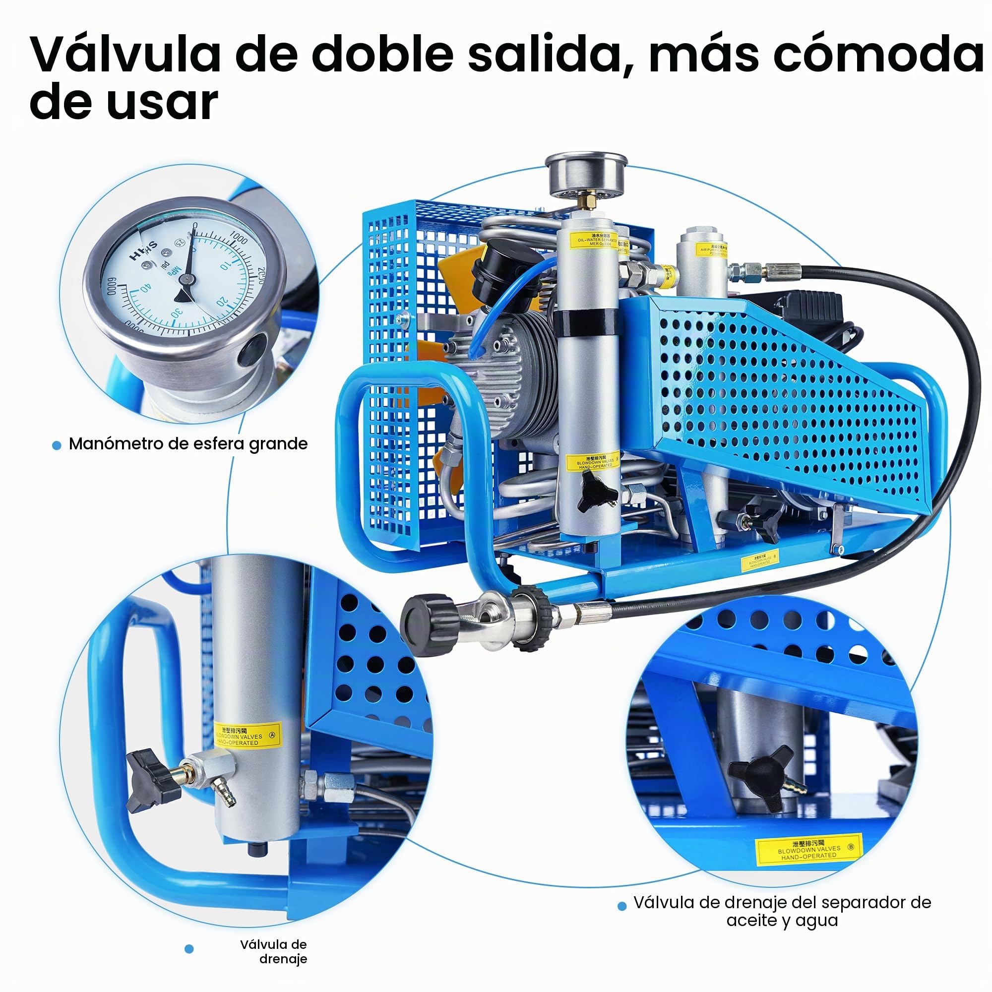 TUXING 4500 Psi/300 Bar Compresor de Aire PCP, Compresor de Aire para Botellas de Buceo, Compresor de Alta Presión para Botellas de Buceo/Rifle PCP/Estación de Llenado de Pistola de Aire para