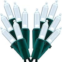 Vista 9 de Juego de 200 luces LED de Navidad, paquete de 2 juegos de 25 pies de 100 luces LED de alambre verde (naranja)