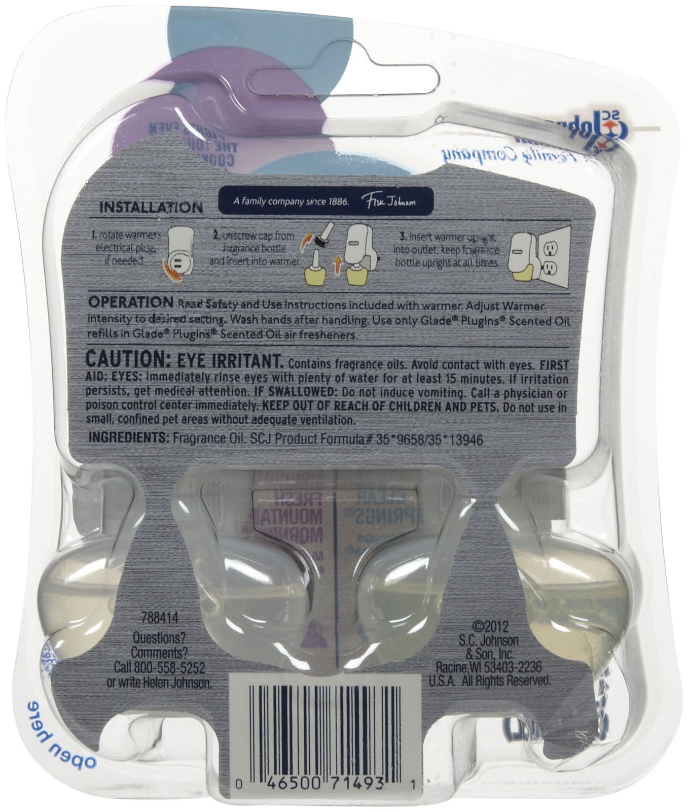 Glade Tough Odor Solutions Plugins Scented Oil Refill - Fresh Mountain Morning/Clear Springs - 2 ct - 2 pk