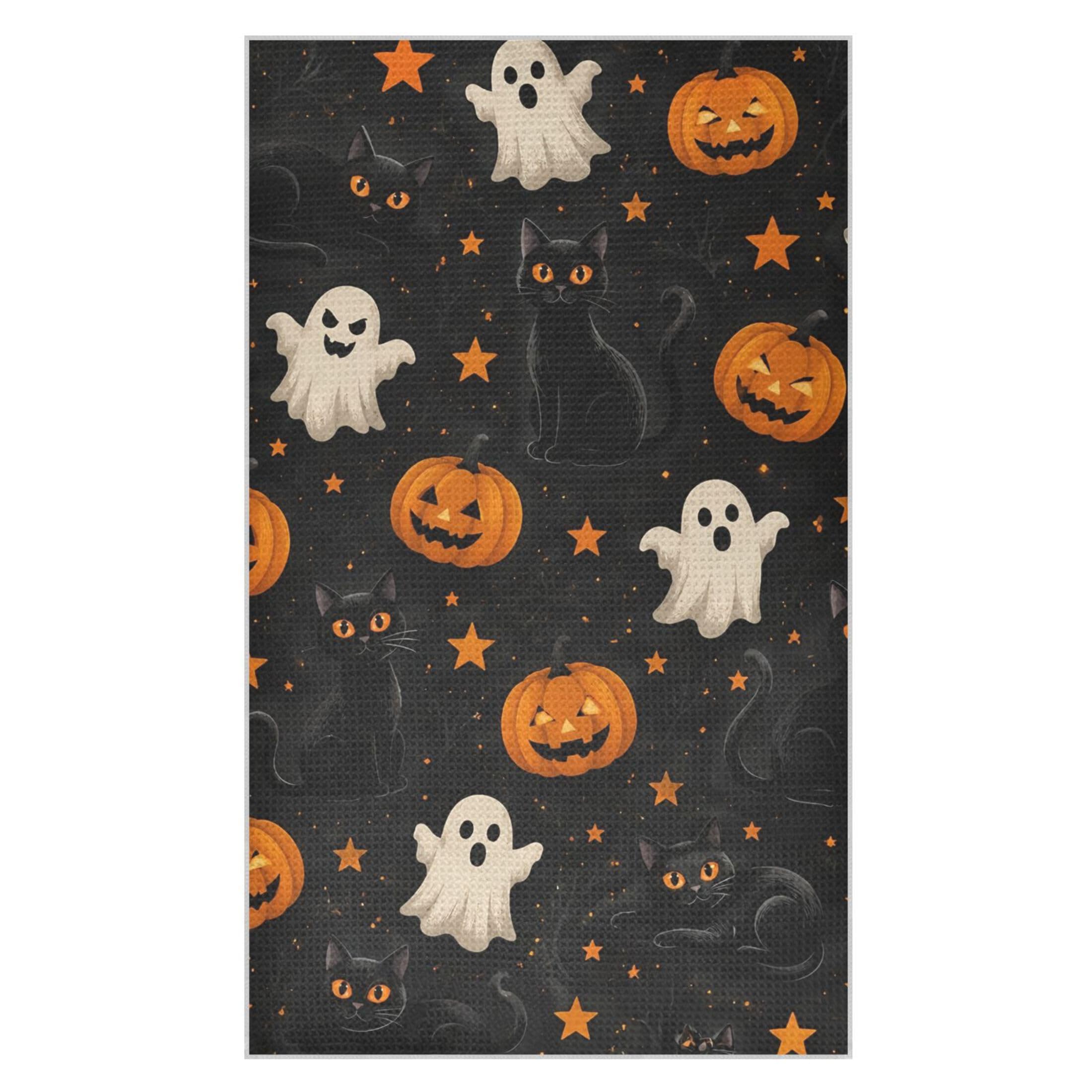 Kutsu Ghosts Waffle Weave Kitchen Towels Absorbent Quick Drying Dish Towels for Kitchen, Decorative Tea Towel, 18x30 in