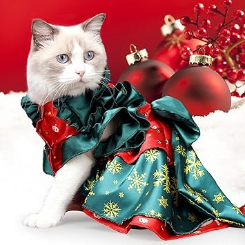 Amazon Co Jp 小中大猫のための猫クリスマス衣装 クリスマス猫ドレス子猫パーティー服猫サンタ服マント衣装コスプレデコレーションパーティースーツペットコート L ペット用品