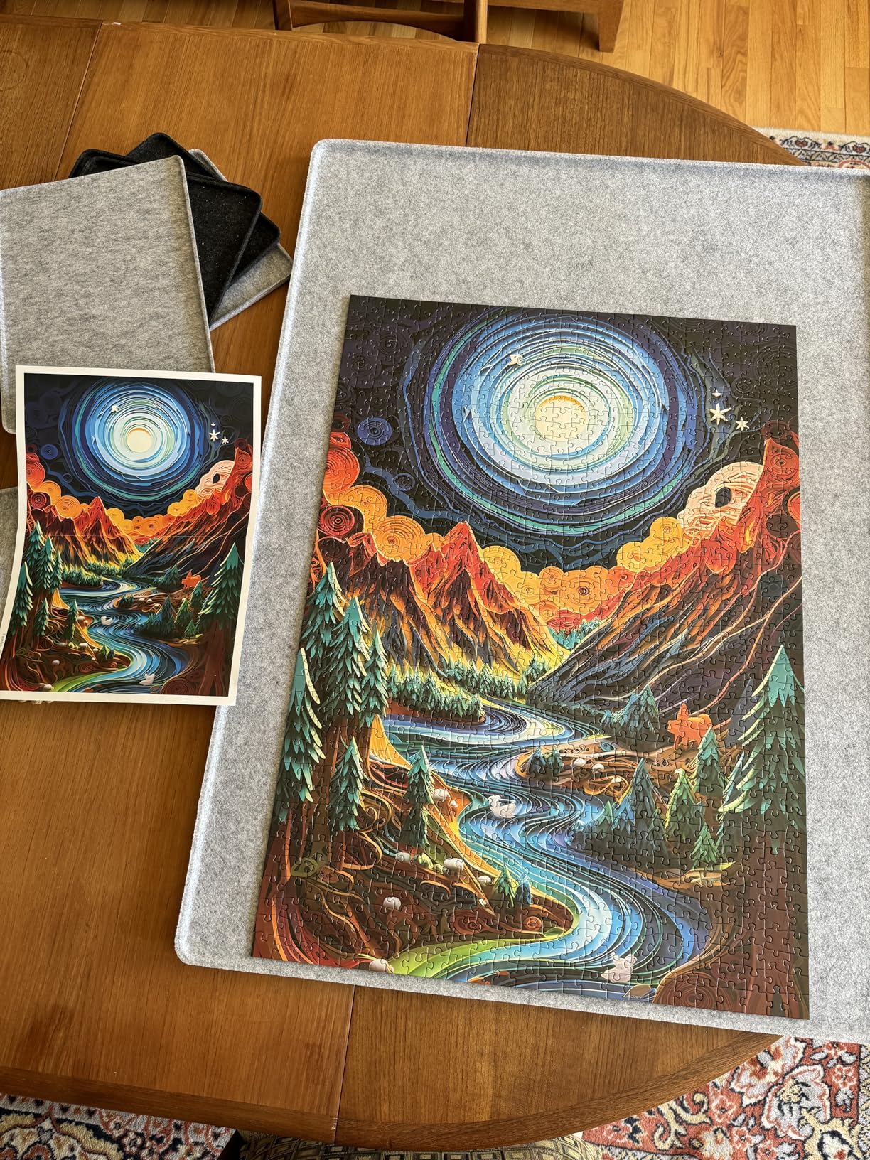 Bgraamiens 1000 Piece Puzzle - Voyage River Mountains Sunset Challenging Jigsaw