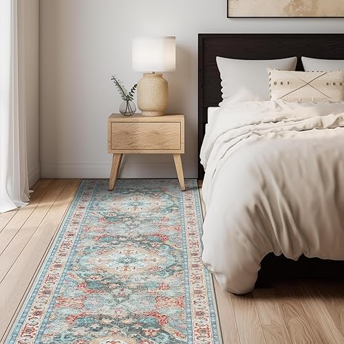 Miniatura 6 de Alfombra bohemia lavable de 2 x 6 pies, para pasillo, cocina, entrada, dormitorio, lavandería, antideslizante, parte trasera de goma, resistente a