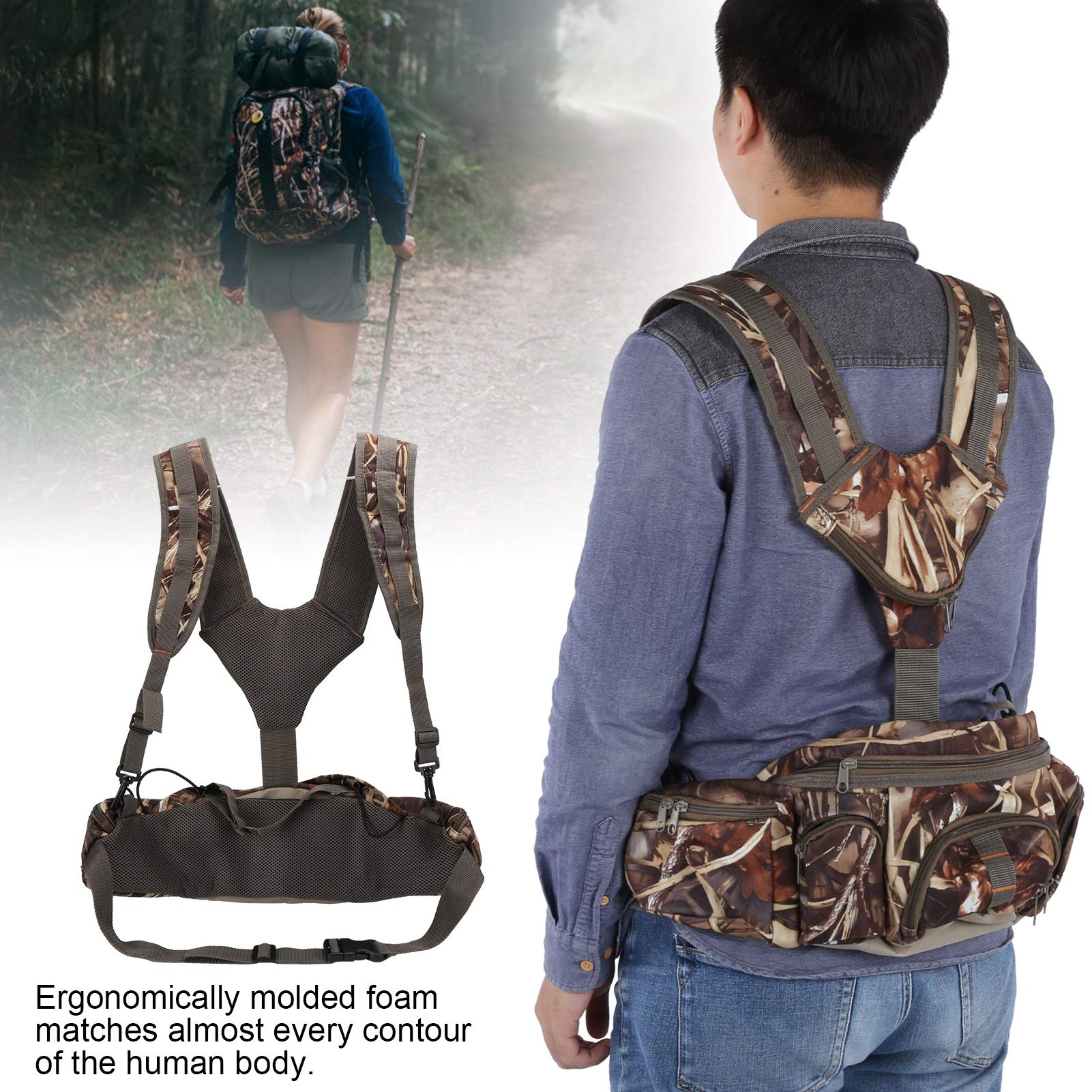 Pack de banmières extérieures, Sac à Dos de randonnée Sac à Taille avec Porte-Bouteille Camping Sac à épaule à Eau Pack de Bouteille
