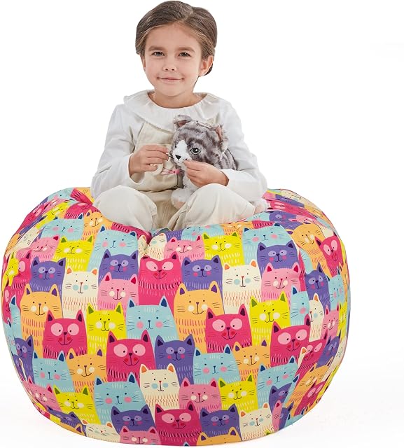 Nobildonna Bean Bag Chair Cover Only for Kids Boys Girls Teens Toddler. Big Beanbag without Filling Storage Stuffed Animal Sofa Sack for Organizing Soft Doll Toy