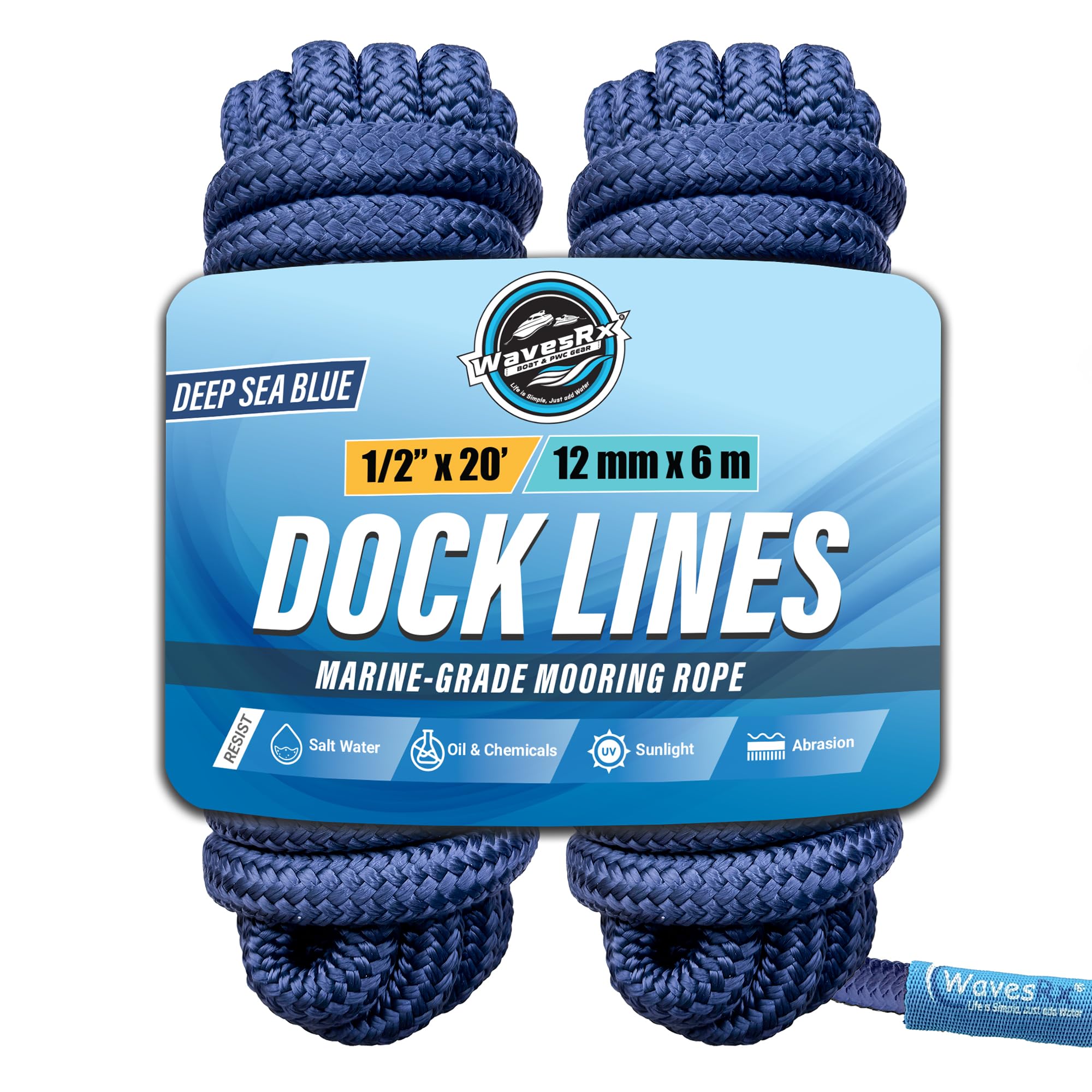 Premium Nylon Boat Dock Lines & Ropes for Docking & Pontoon | Double Braided Marine Rope | Boat Ropes for Docking with Loop | UV & Saltwater Resistant Dock Ropes for Boats & Mooring Line