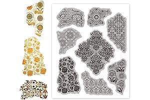 GLOBLELAND Flower Pattern Cling Rubber Stamps Set
