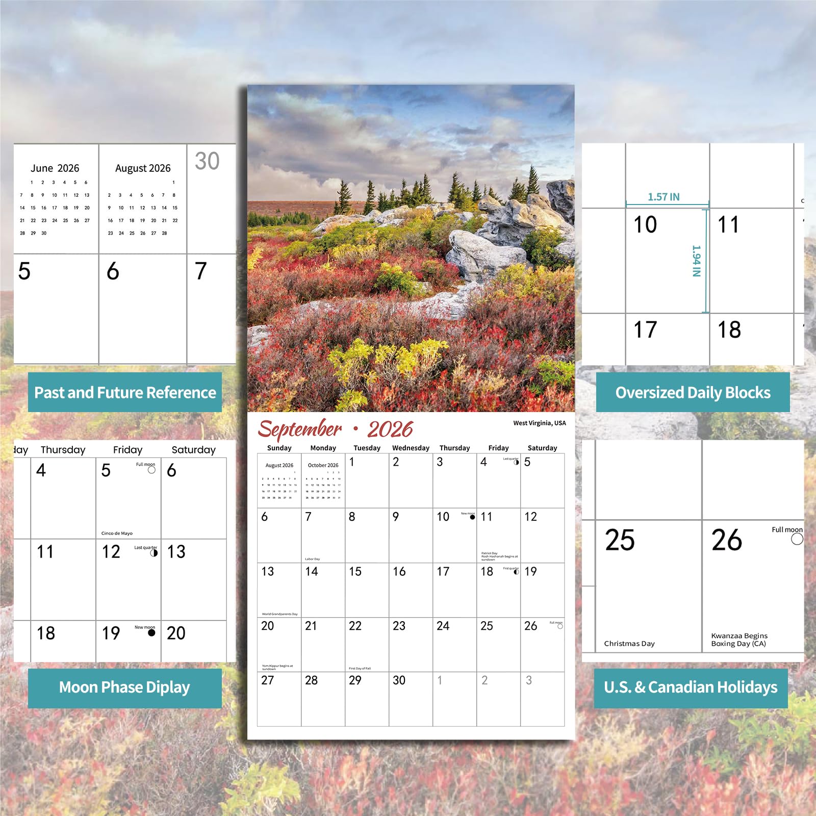 2026 Wall Calendar, NATIONAL PARKS Calendars,2026 Monthly Calendars, Wall Calendar 2026,Thick Glossy Paper, Organizing & Planning & Giftable
