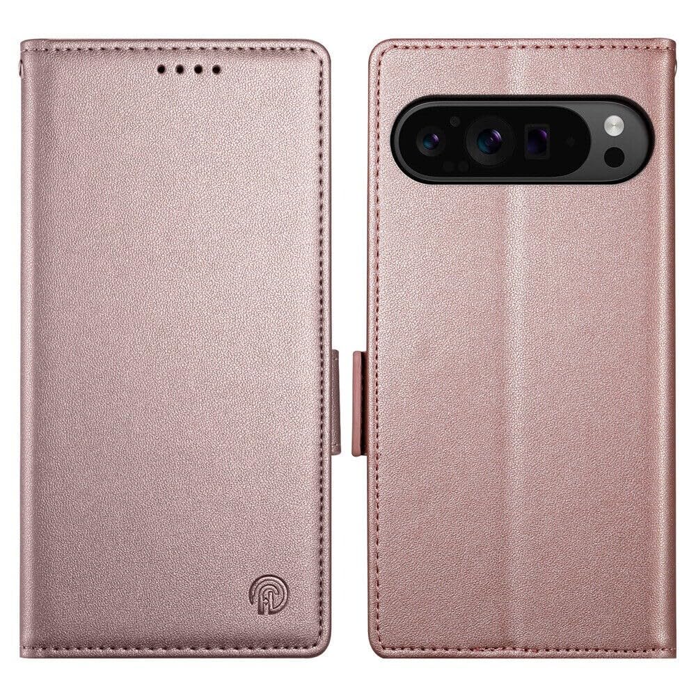 Étui Pixel 8A portefeuille rose pour protéger l'écran à rabat