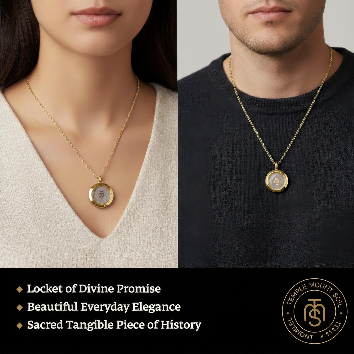 Temple Mount Soil Christian Necklace for Women – Rare, Authentic Holy Land Locket from Jerusalem, Expert-Certified Faith-Based Locket for Men, Religious & Spiritual Jewelry, Mother's Day Biblical Gift