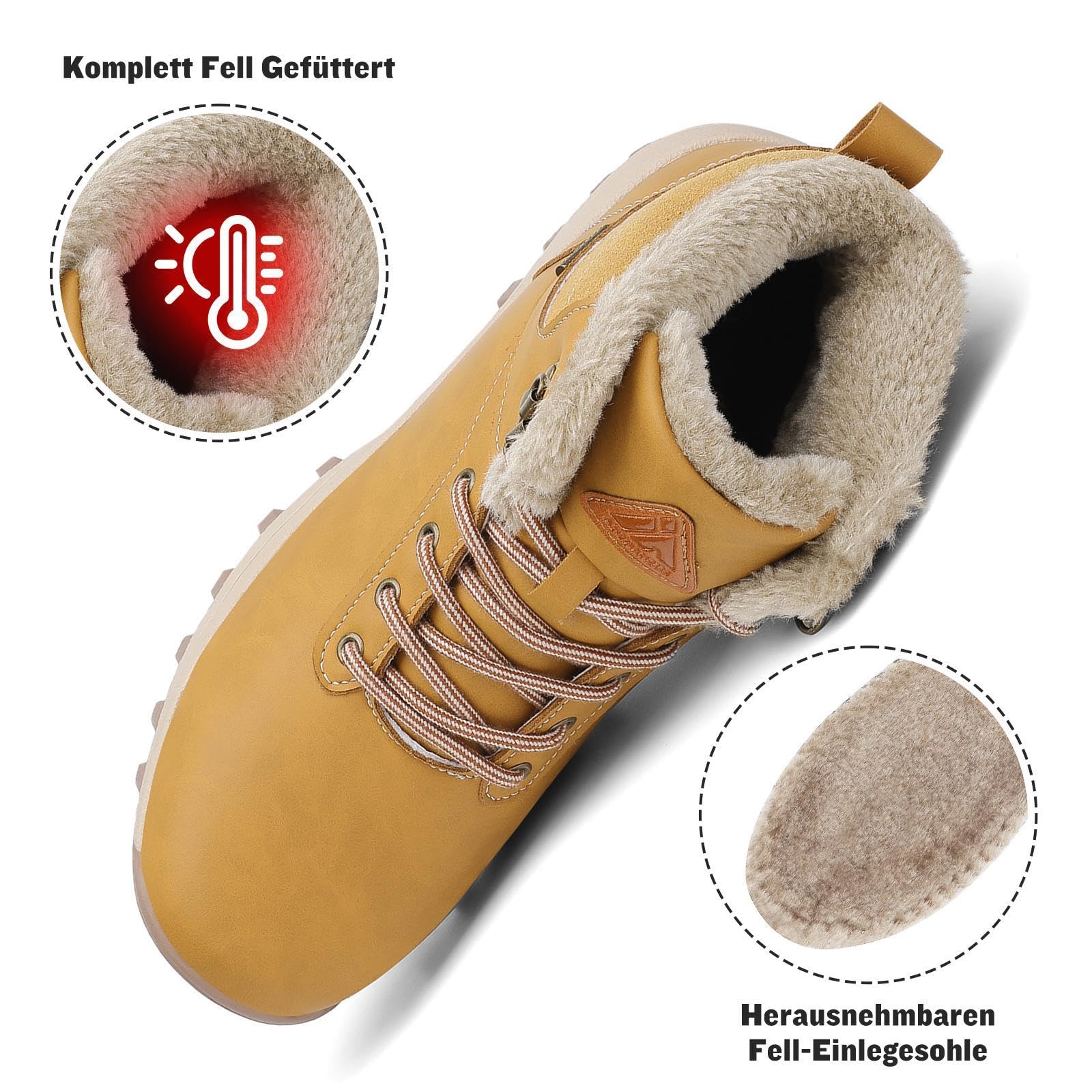 Mishansha Scarpe Uomo Donna Invernali Impermeabili Antiscivolo Stivaletti Invernali con Pelo, Gr.36-48