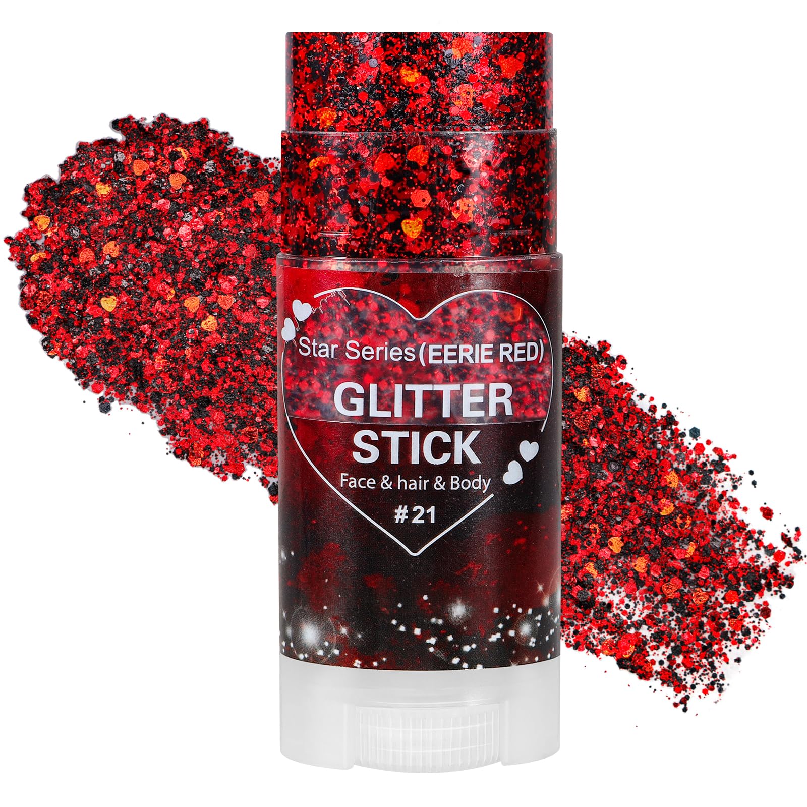 Mysense Red Black Halloween Glitter Stick,Face Hair Body Glitter Stick