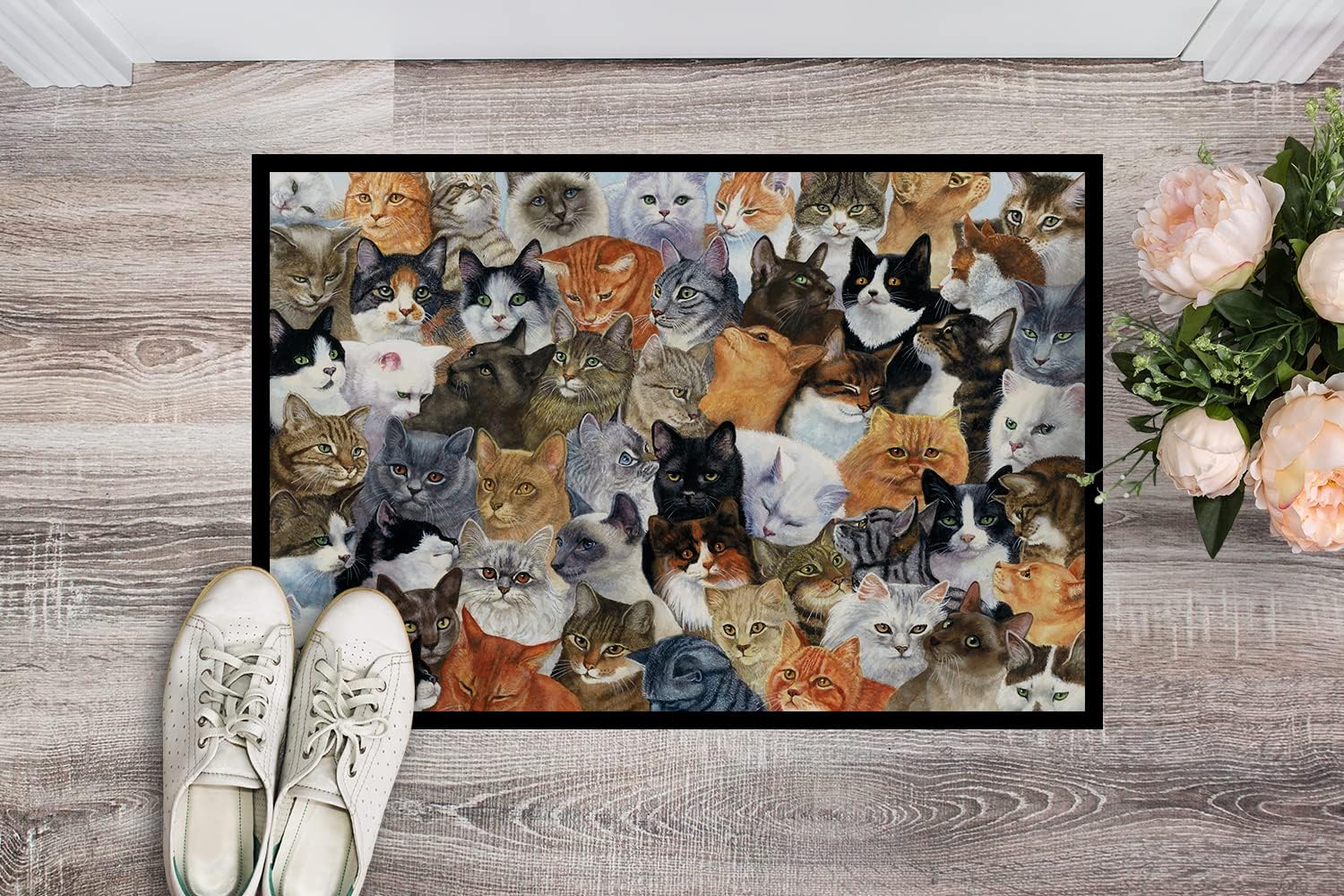 Caroline's Treasures BDBA0414JMAT Cats Galore Doormat 24x36 Front Door Mat Indoor Outdoor Rugs for Entryway, Non Slip Washable Low Pile, 24H X 36W