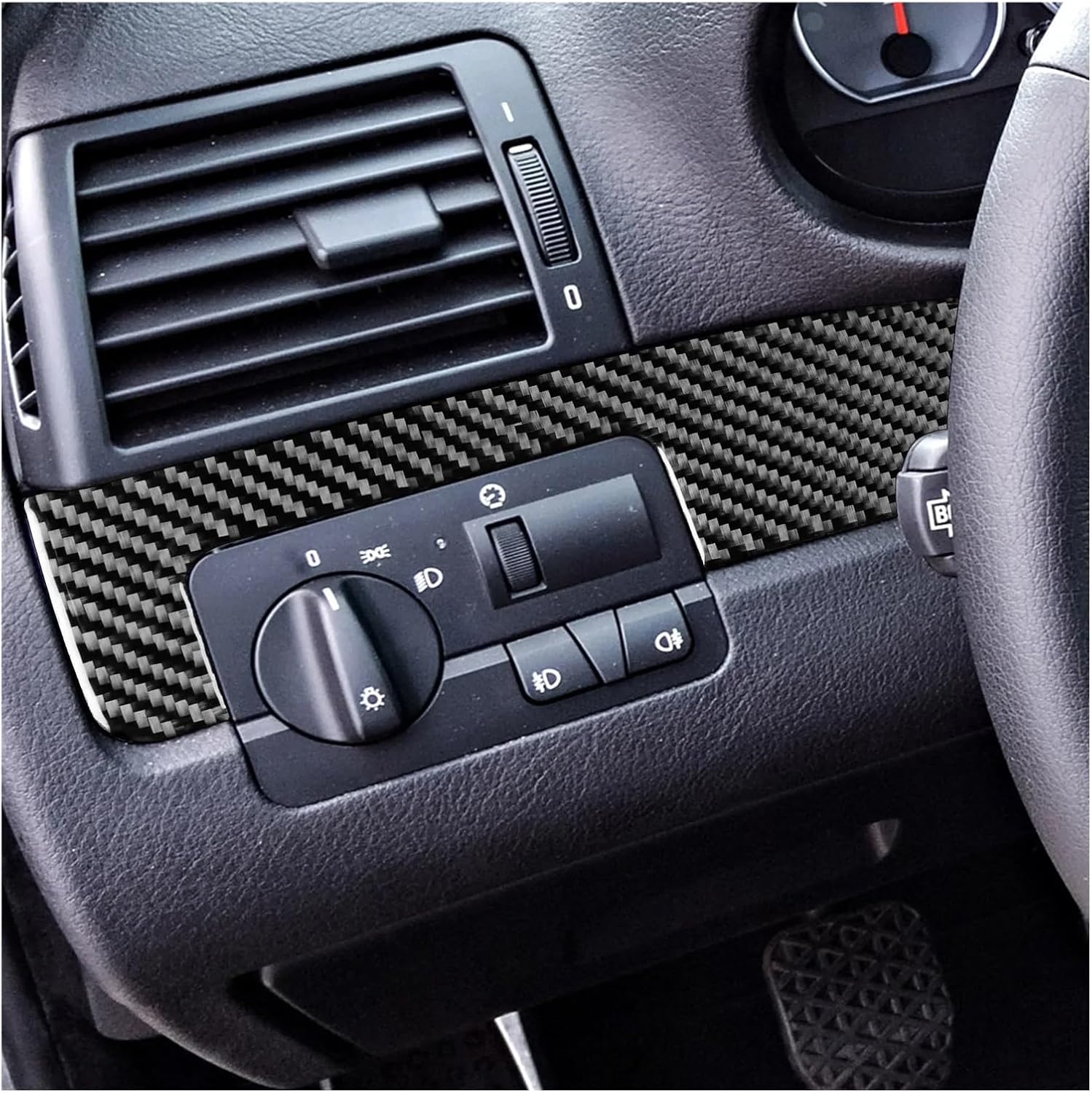 Carbon Fiber Instrument Dashboard Central Console Panel Cover Trim Interior Sticker Compatible For BMW E46 1998-2005 Carbon Fiber Car Interior Trim Red Carbon Fiber Vinyl Wrap​​(3 Black RHD)