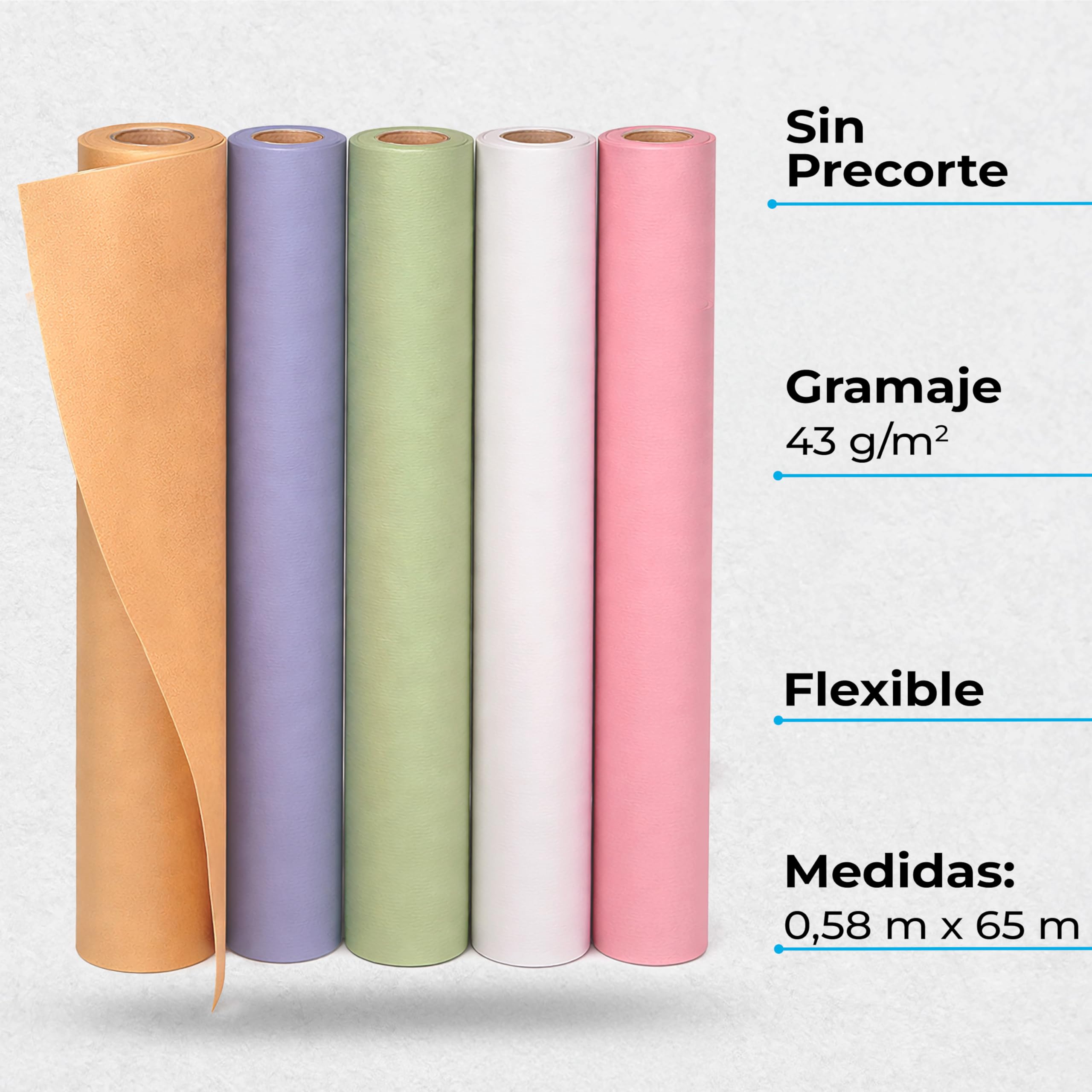 Rollo de Papel Camilla de Color 1 Capa - ±70 metros de longitud, Sin Precorte, Papel Camilla Masaje y Estetica (1, ROSA)