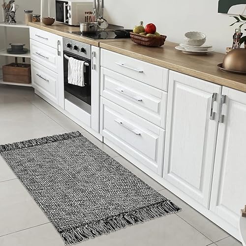 Miniatura 446 de Collive - Tapete de 27 x 43 pulgadas, lavable a máquina, para interiores y exteriores, de bajo perfil, suave algodón tejido a mano, para baño