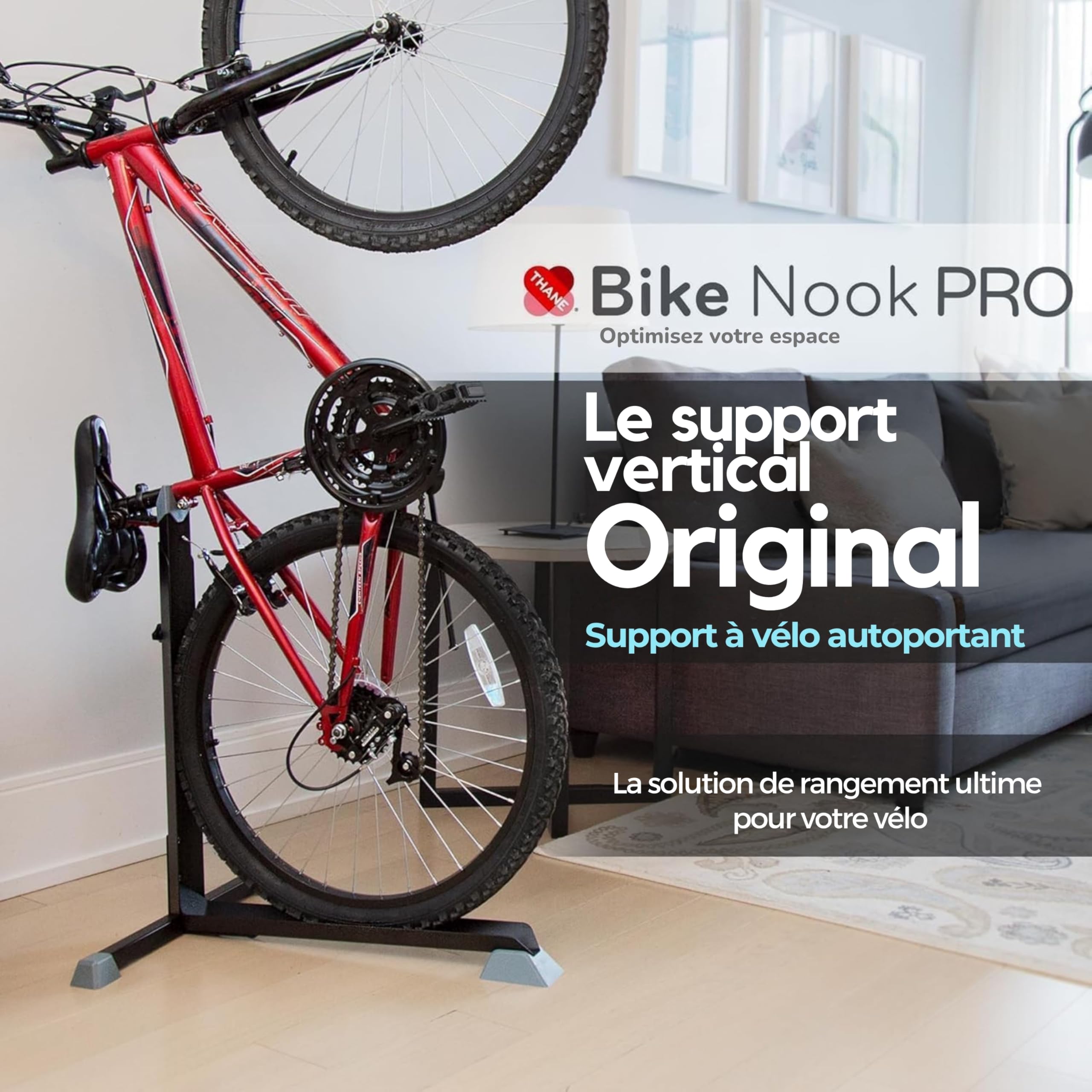 Bike Nook Acier Support de vélo Fixe Portable avec Hauteur réglable Gain de Place pour l’intérieur