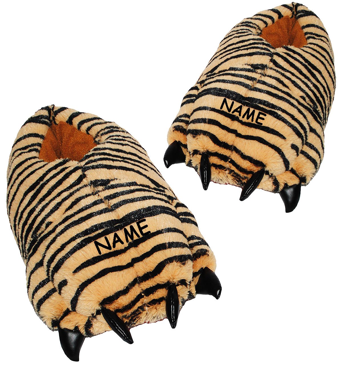 alles-meine.de GmbH Hausschuh/Pantoffel - Pfote Tiger - Größe: 34-47 - Plüschhausschuhe - für Kinder + Erwachsene - Plüsch Hausschuhe Tierhausschuhe/Damen Herren Kind - Tig..