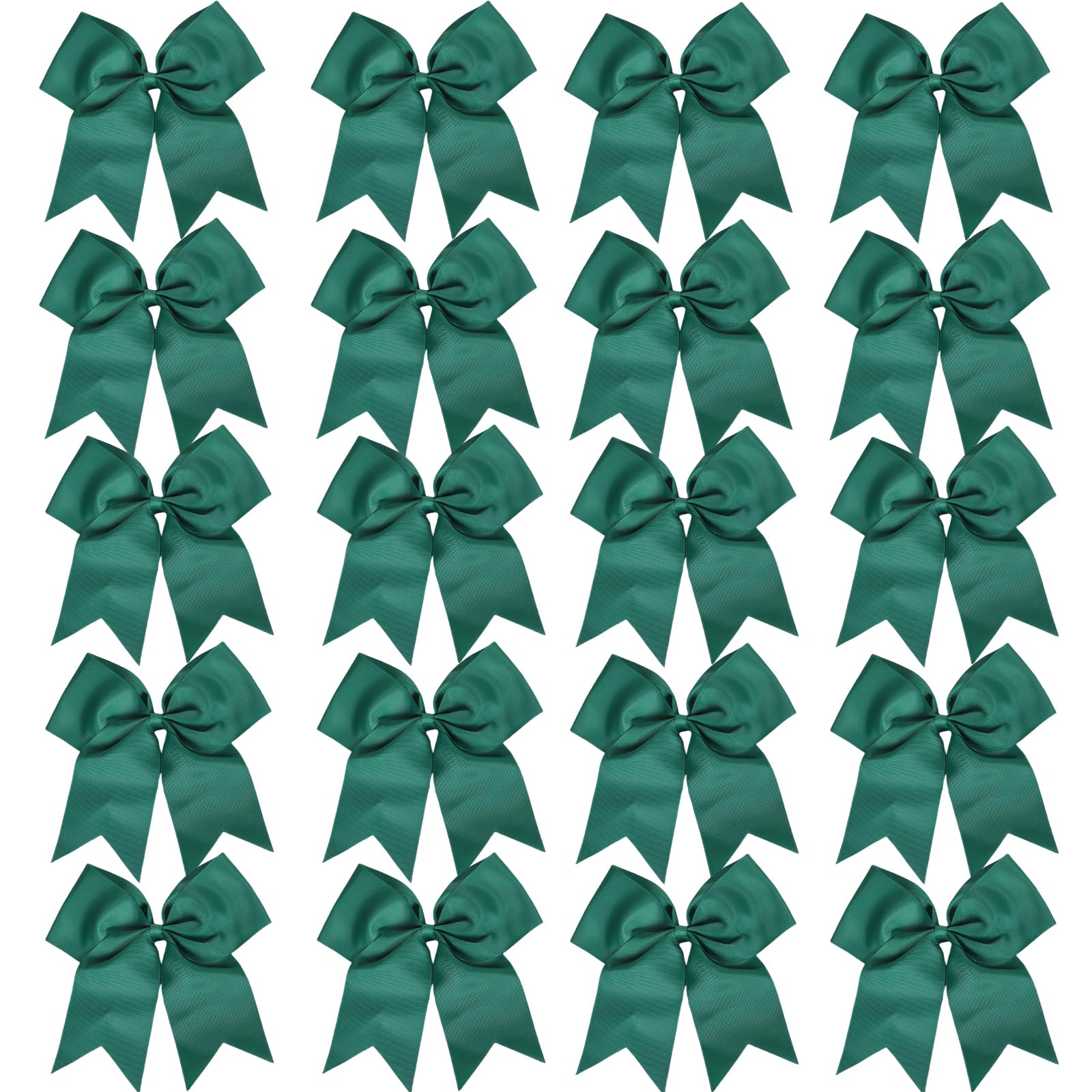 Hipcheer 20pcs 8" Large Cheer Bows for Girls, Hand-made Grosgrain Ribbon Hair Accessories for Teen Girls Softball Cheerleader Sports (ForestGreen)