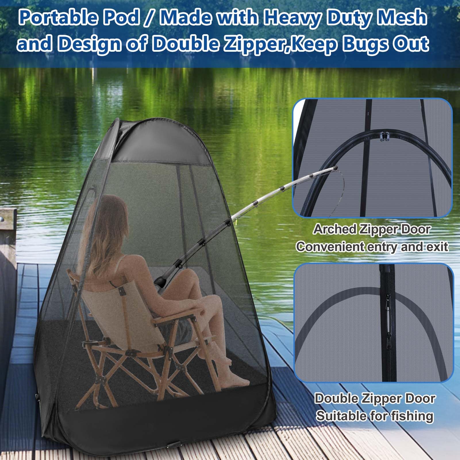 Pop Up Moskitonetz Zelt für Stuhl, One Person 360° Mesh Bugs Barrier Stuhl Moskito-Zelt mit Aufbewahrungsrucksack, Tragbarer Pop-Up-Stuhl, Moskitonetz für Camping, Angeln, Outdoor, Stuhl nicht im