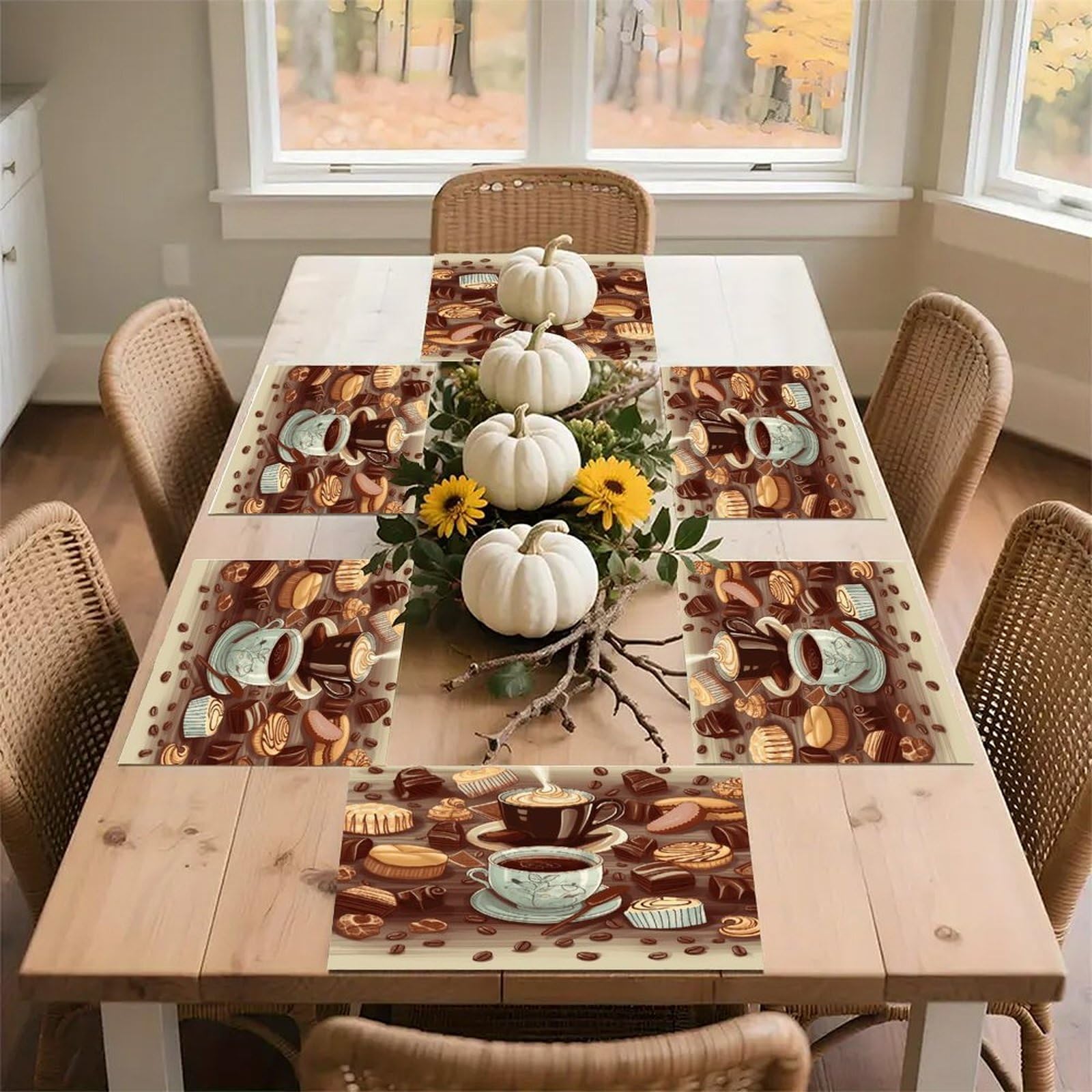 Coffee and Sweets Sugar Chocolate Placemats Non-Slip Heat Resistant Table Mats Flax Washable Cloth Place Mats Easy to Clean Premium Placemat for Kitchen Dining Table Decor Party Outdoor
