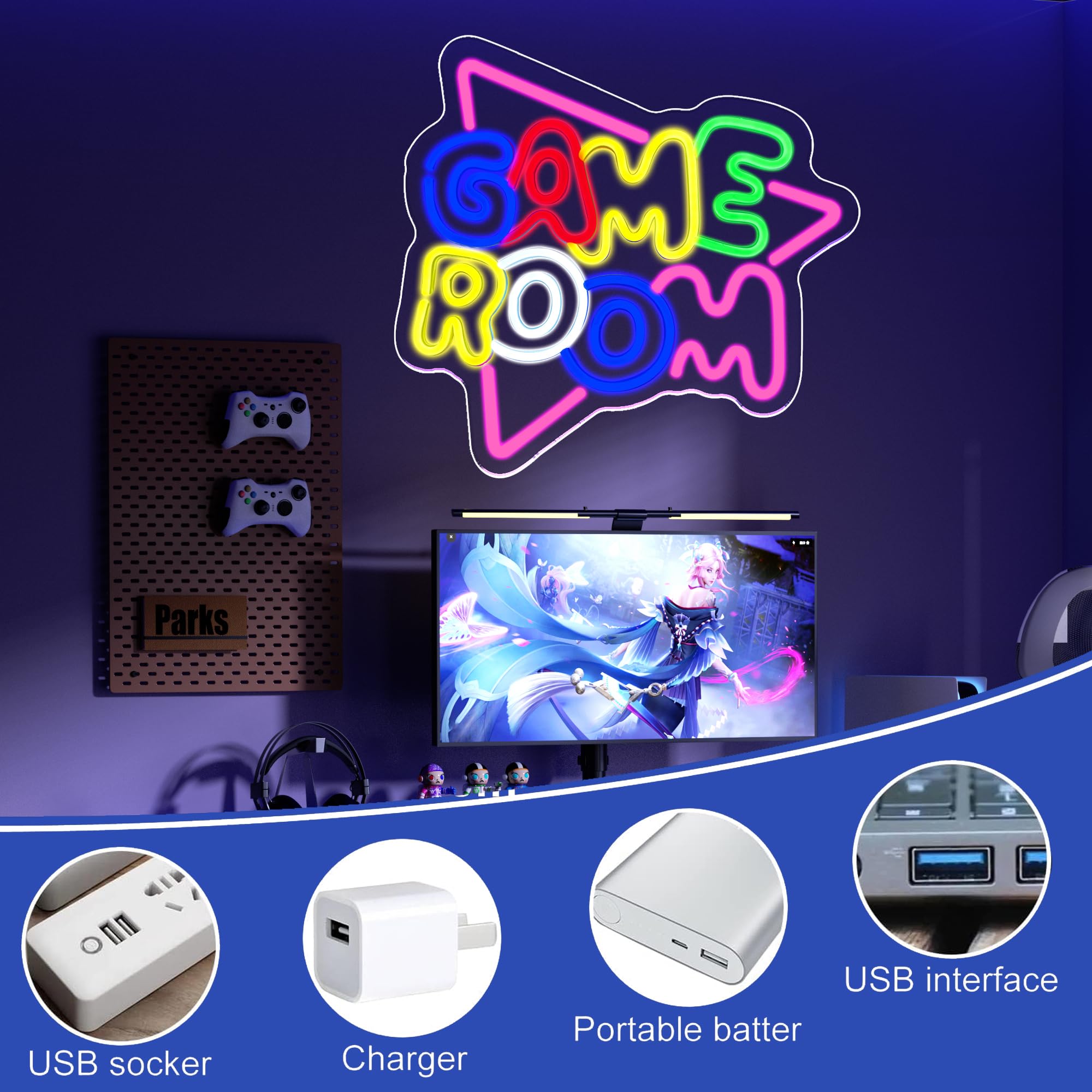 Zmmyuluo Game Room Large Neon Signs 1 Pcs Gamer Neon Sign 13.2