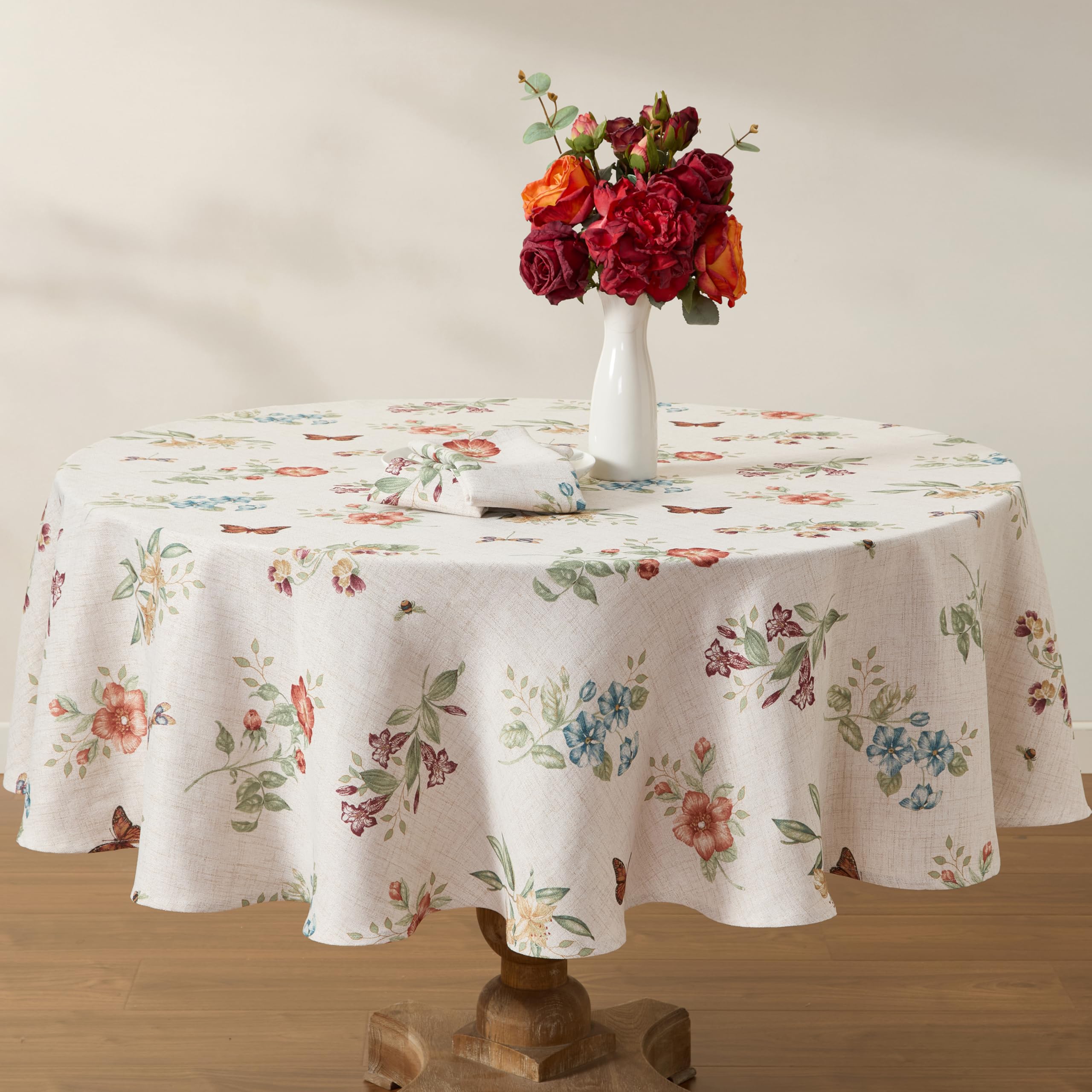Lenox Butterfly Meadow Fall Round Tablecloth, Multicolor - 70" W x 70" L