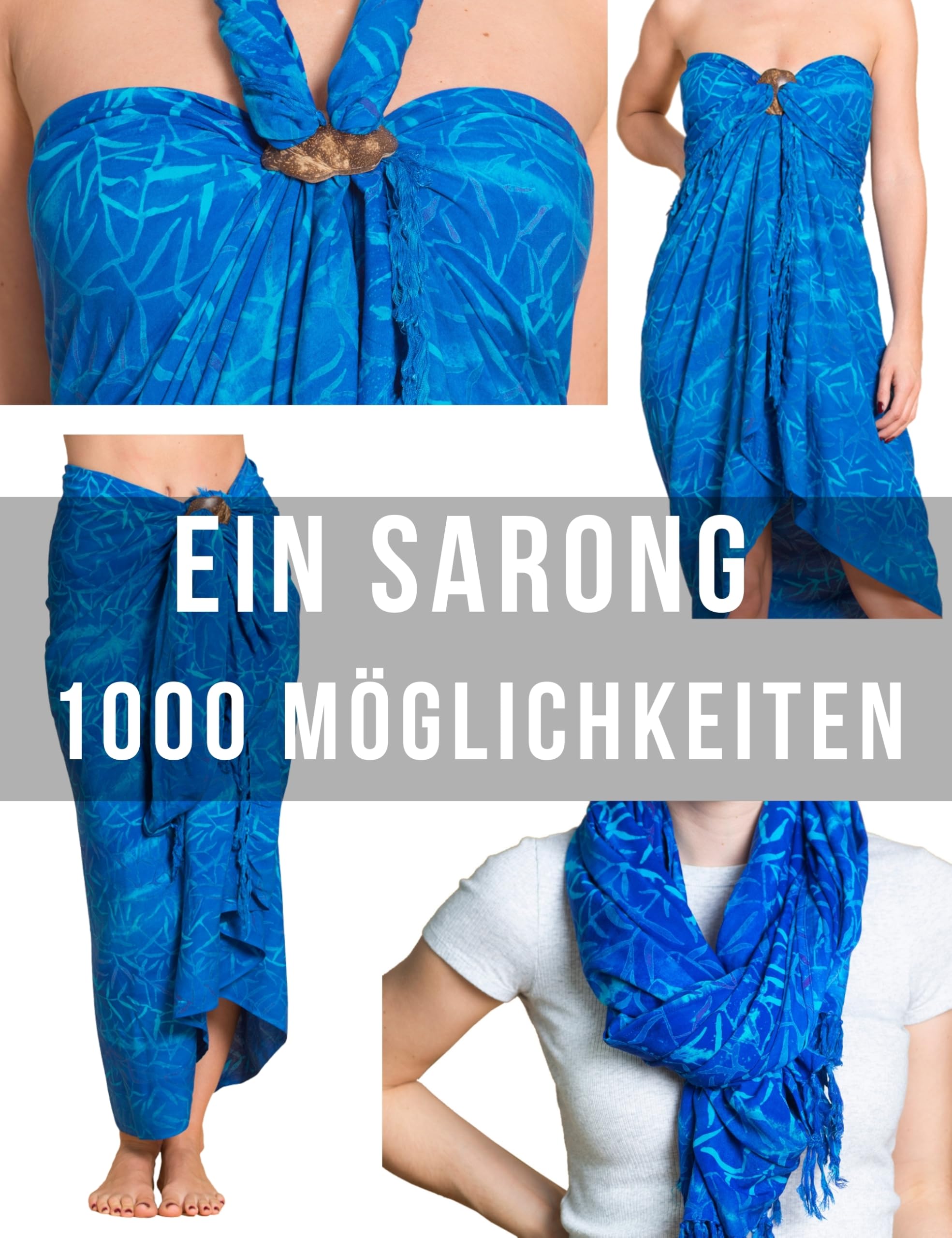 PANASIAM Sarong Tuch blickdicht L XXL Pareo Strandtuch handgefertigt handgefärbt